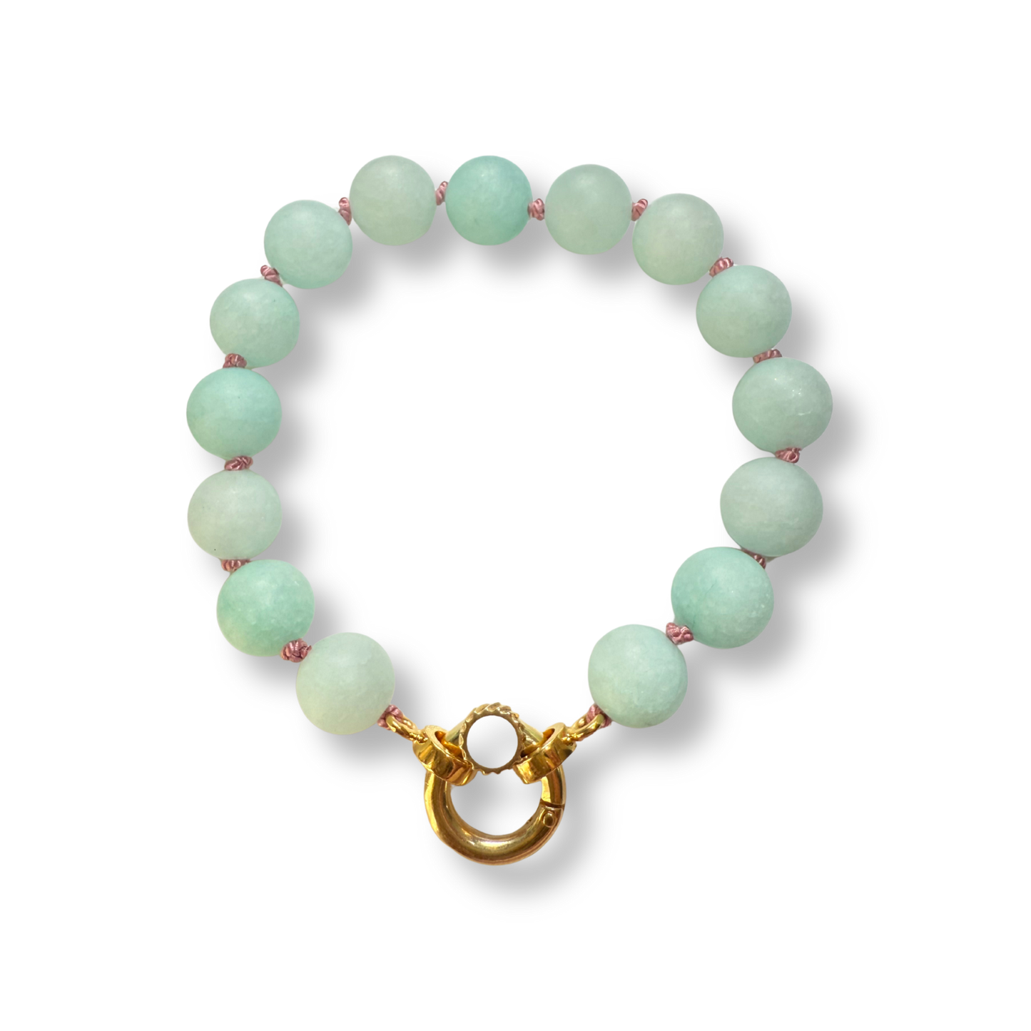 Large Colored Jade Beaded Bracelet | 18K Gold