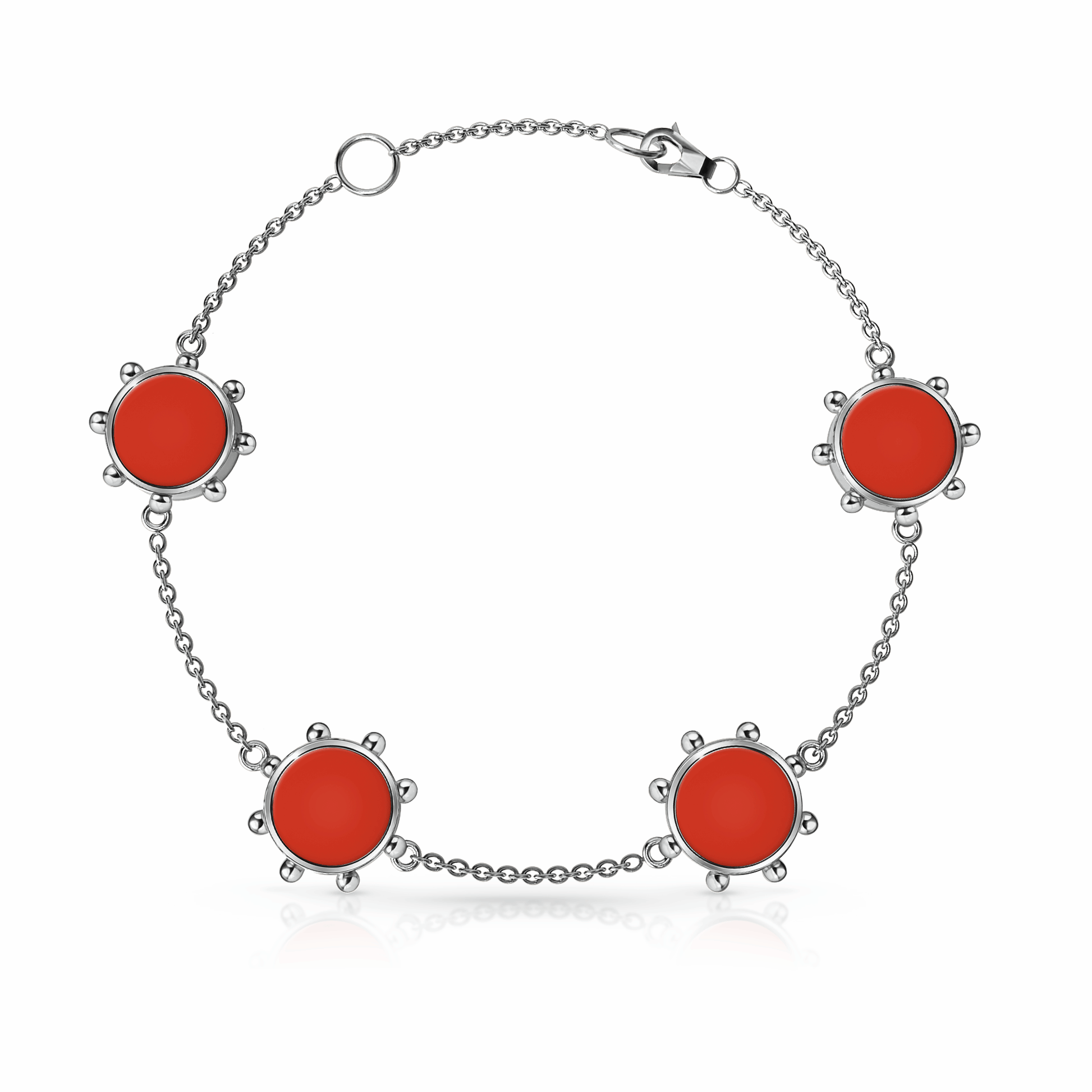 Orbit Bracelet, 4 motif | Sterling Silver Red Clay {{ catogery }} {{ Collections }}