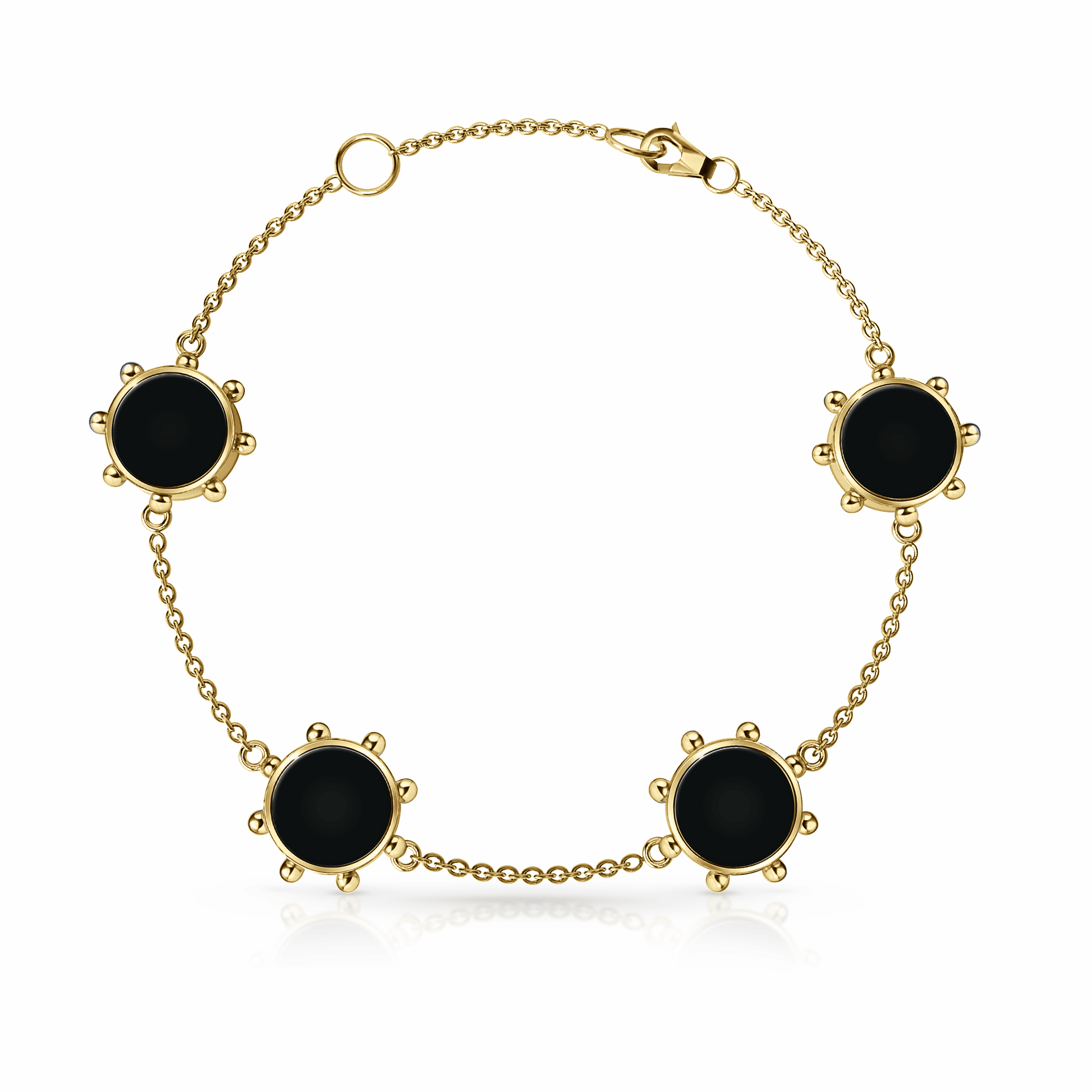 Orbit Bracelet, 4 motif | 14K Gold Black Night {{ catogery }} {{ Collections }}