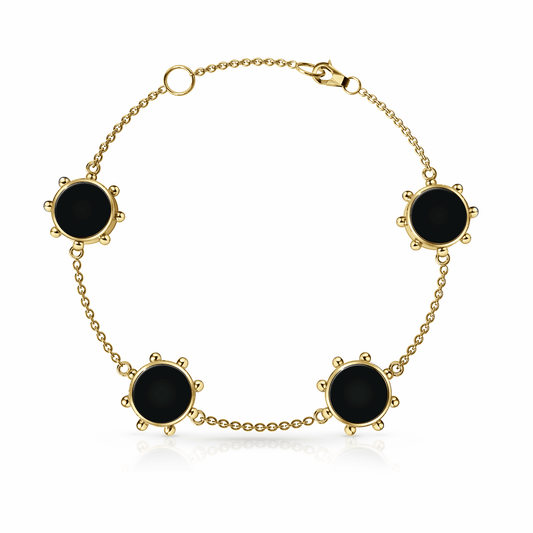 Orbit Bracelet, 4 motif | 14K Gold Black Night {{ catogery }} {{ Collections }}