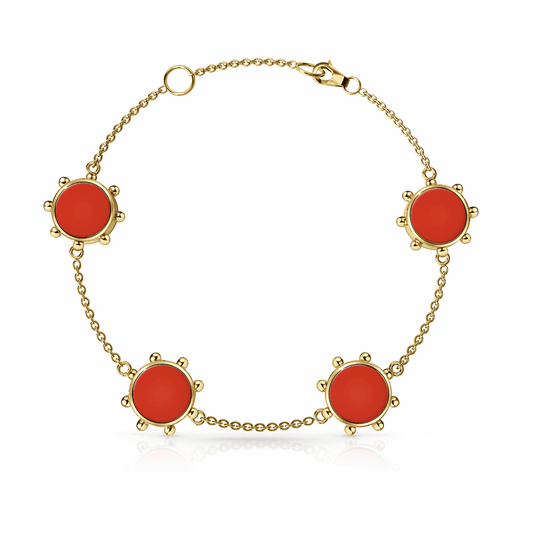 Orbit Bracelet, 4 motif | 14K Gold Red Clay {{ catogery }} {{ Collections }}