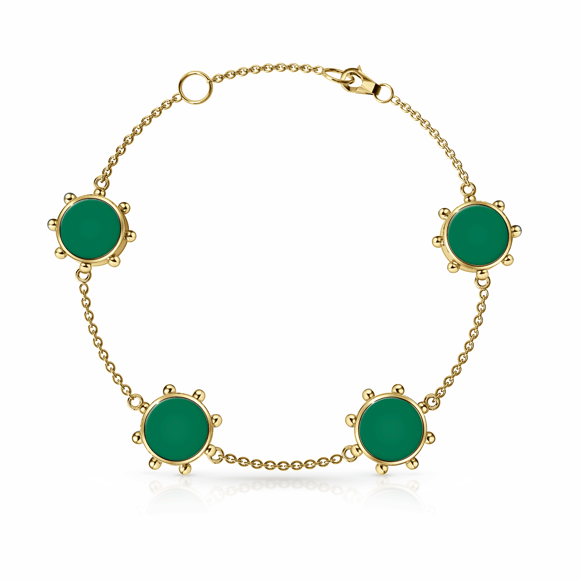 Orbit Bracelet, 4 motif | 14K Gold Spring Green {{ catogery }} {{ Collections }}