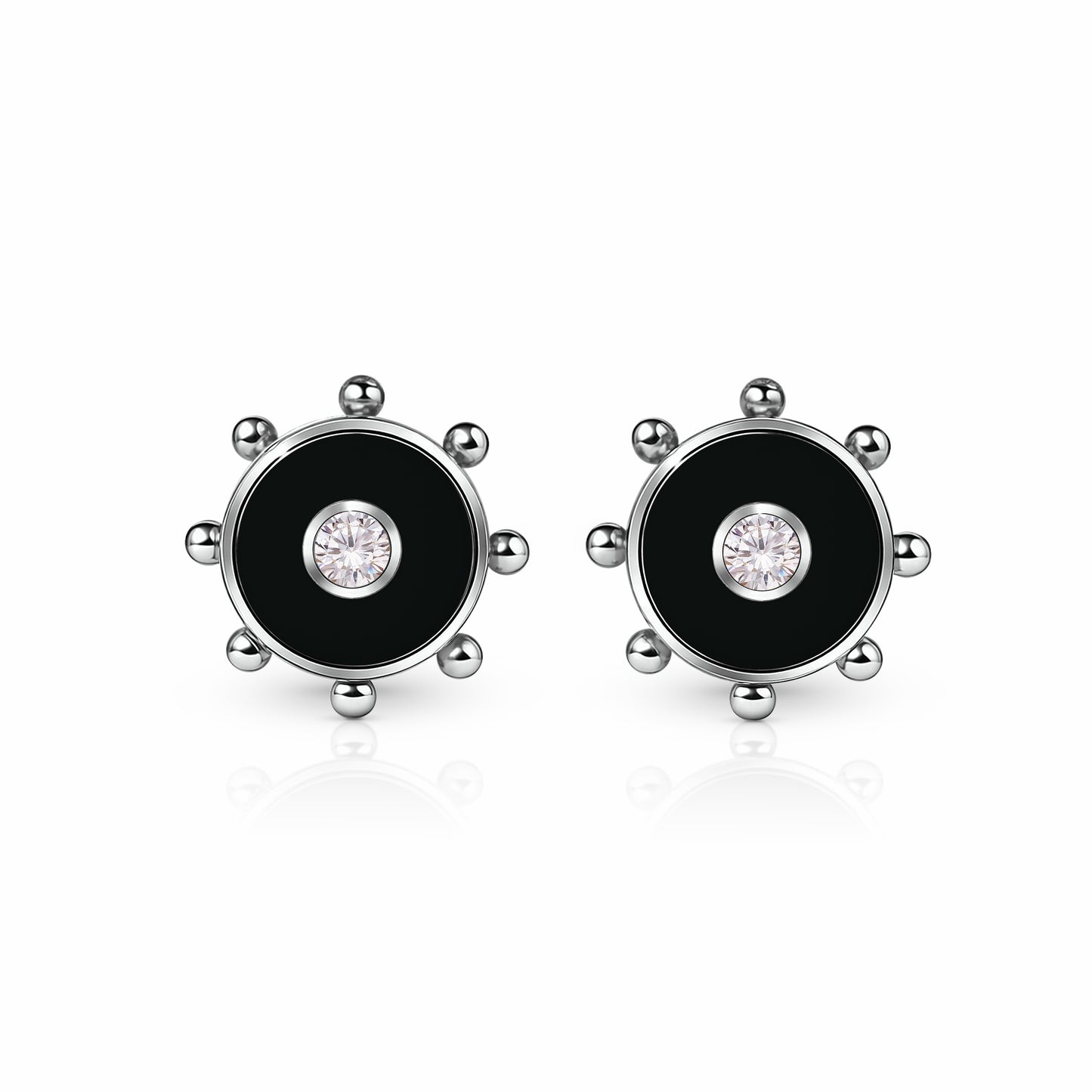 Orbit Diamond Stud Earrings | Sterling Silver Black Night {{ catogery }} {{ Collections }}