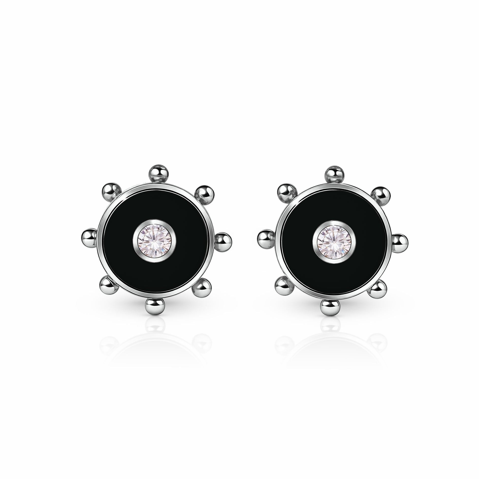 Orbit Diamond Stud Earrings | Sterling Silver Black Night {{ catogery }} {{ Collections }}