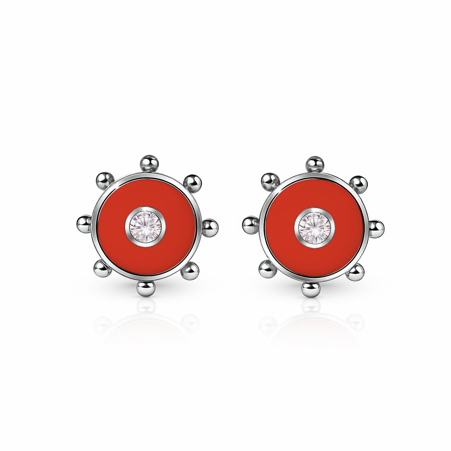 Orbit Diamond Stud Earrings | Sterling Silver Red Clay {{ catogery }} {{ Collections }}