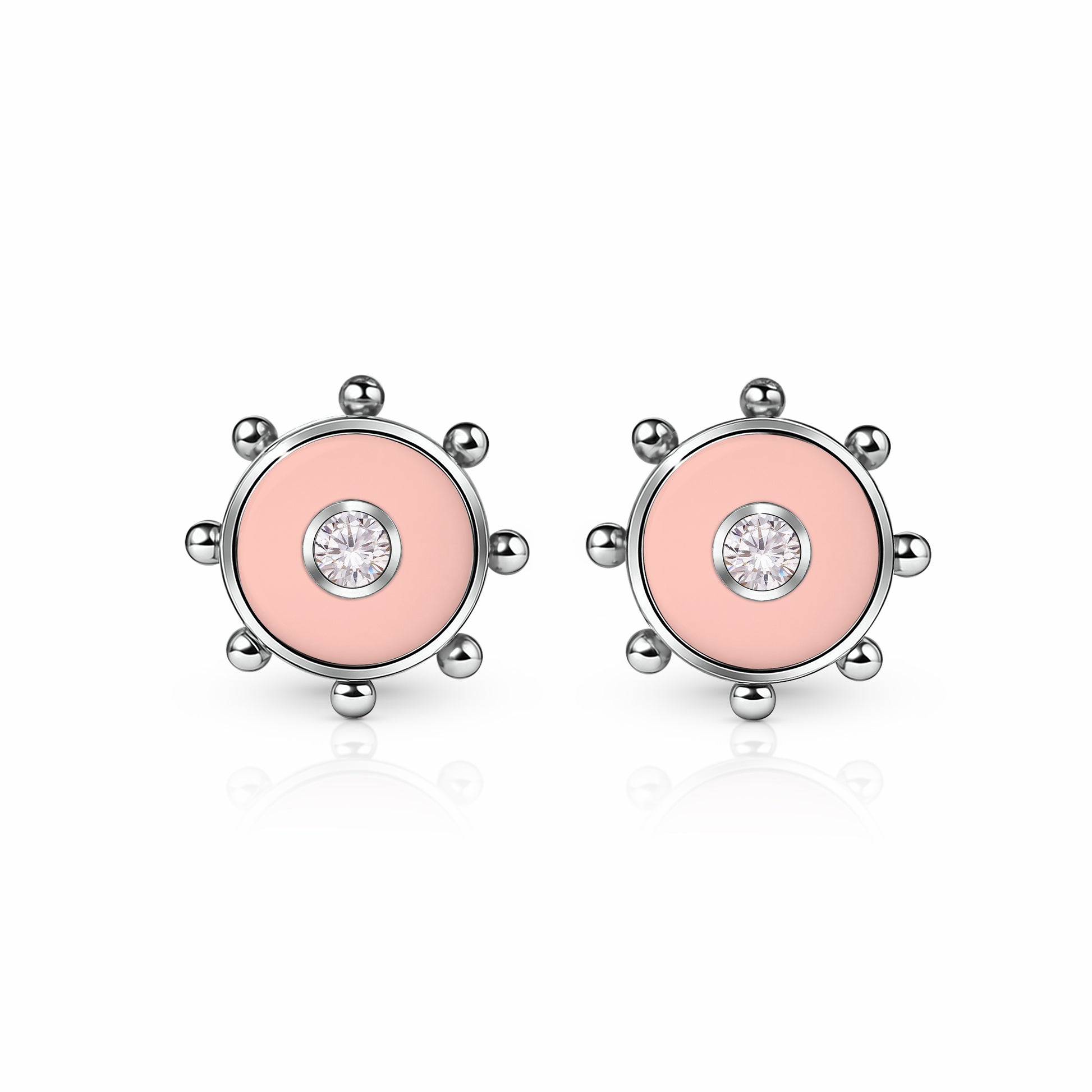 Orbit Diamond Stud Earrings | Sterling Silver Rose Petal {{ catogery }} {{ Collections }}