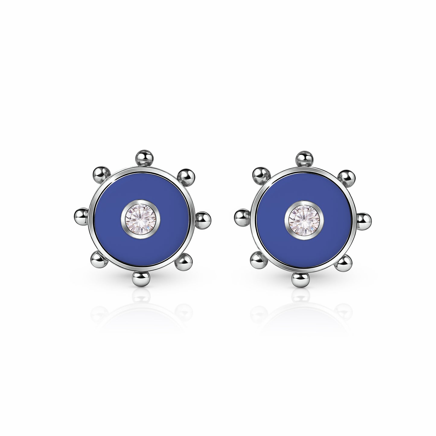 Orbit Diamond Stud Earrings | Sterling Silver Royal Blue {{ catogery }} {{ Collections }}