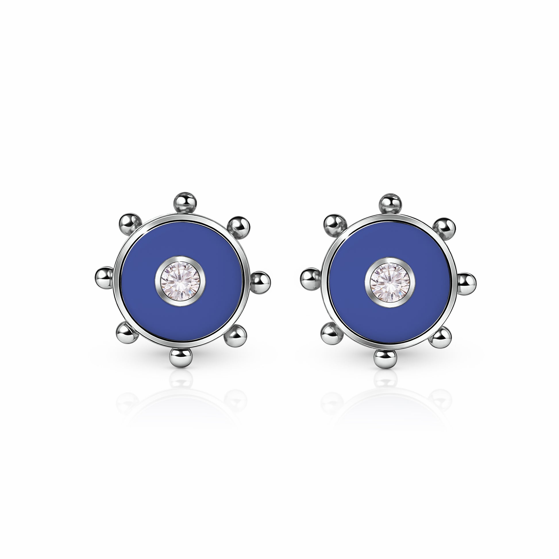 Orbit Diamond Stud Earrings | Sterling Silver Royal Blue {{ catogery }} {{ Collections }}