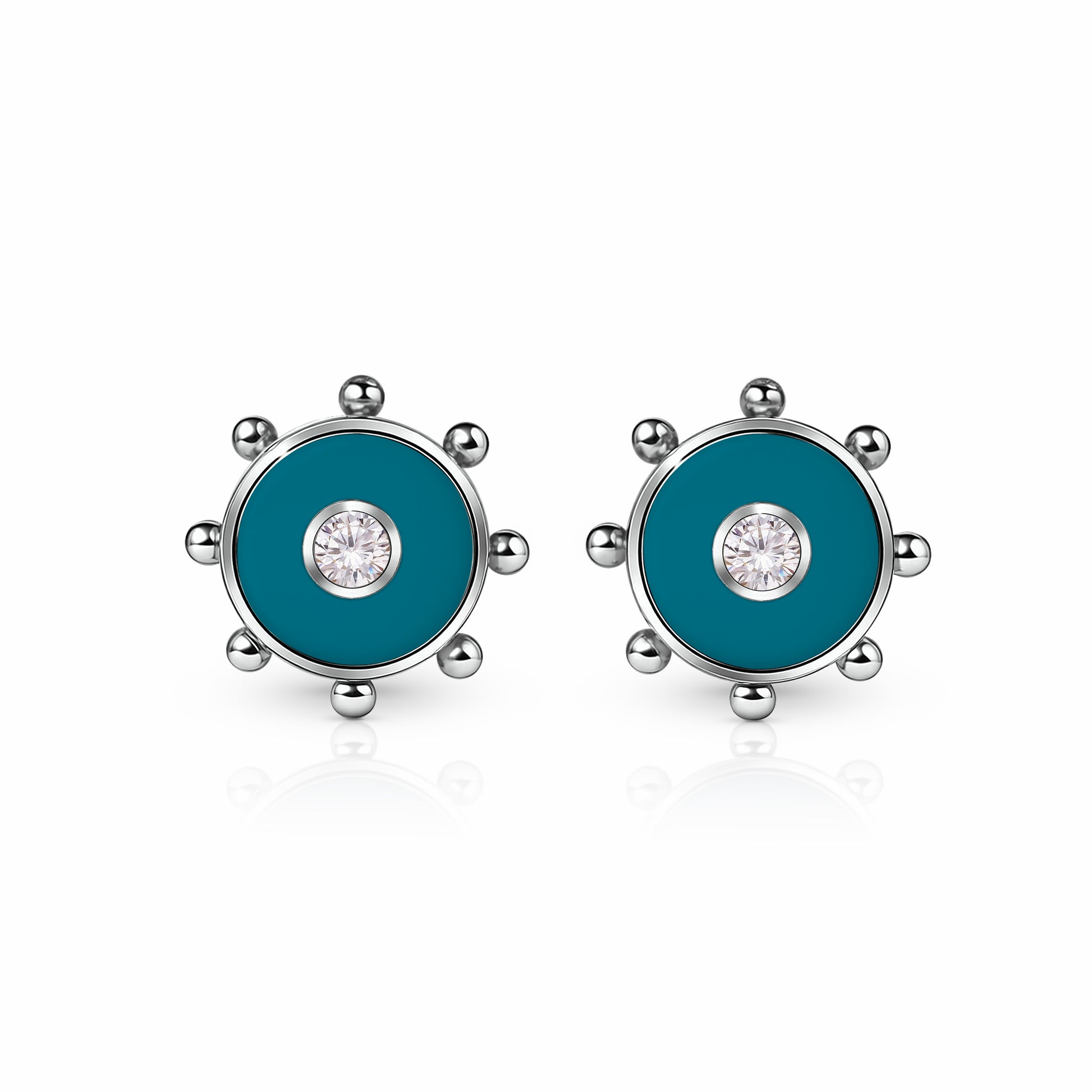 Orbit Diamond Stud Earrings | Sterling Silver Seafoam Green {{ catogery }} {{ Collections }}