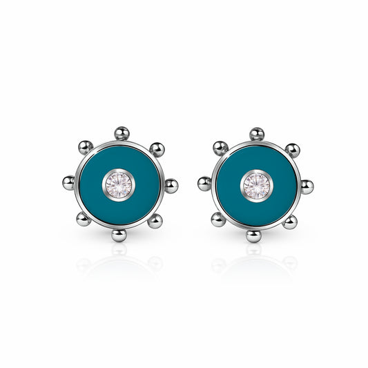 Orbit Diamond Stud Earrings | Sterling Silver Seafoam Green {{ catogery }} {{ Collections }}