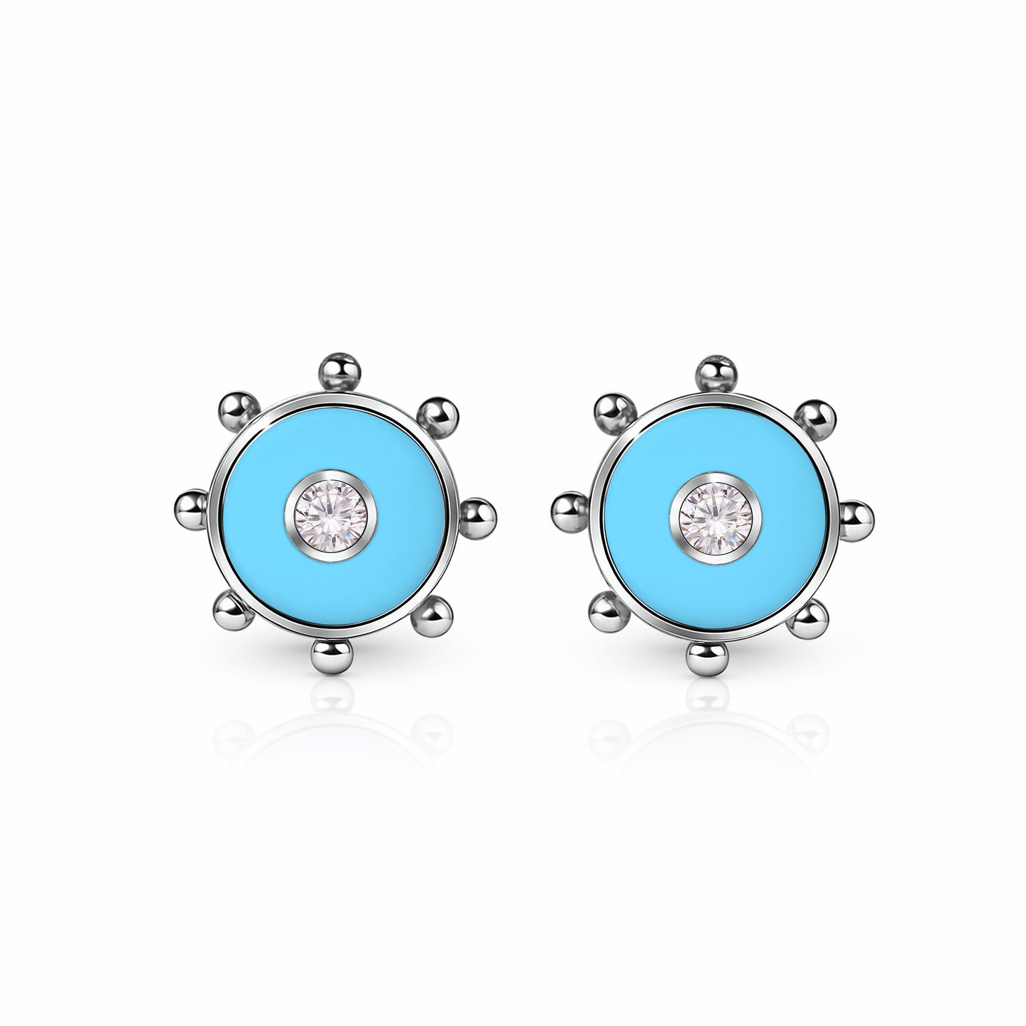 Orbit Diamond Stud Earrings | Sterling Silver Sky Blue {{ catogery }} {{ Collections }}
