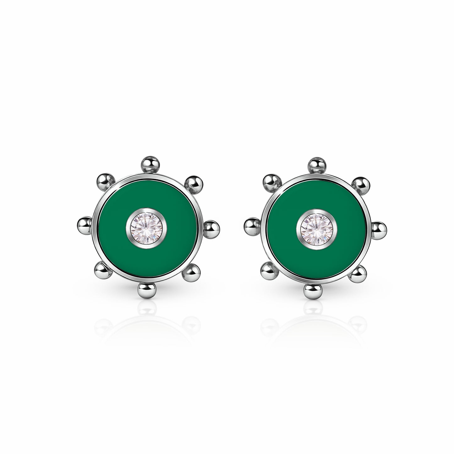 Orbit Diamond Stud Earrings | Sterling Silver Spring Green {{ catogery }} {{ Collections }}