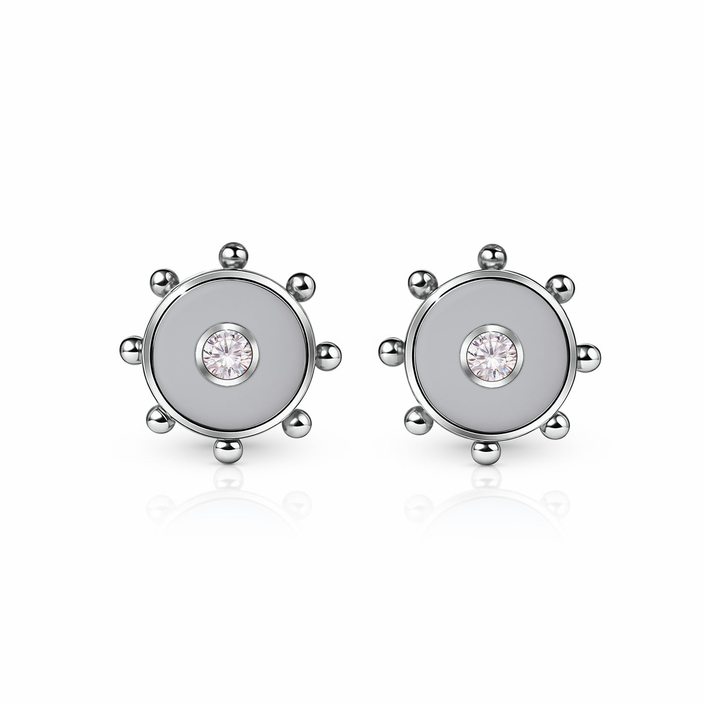Orbit Diamond Stud Earrings | Sterling Silver Steel Gray {{ catogery }} {{ Collections }}