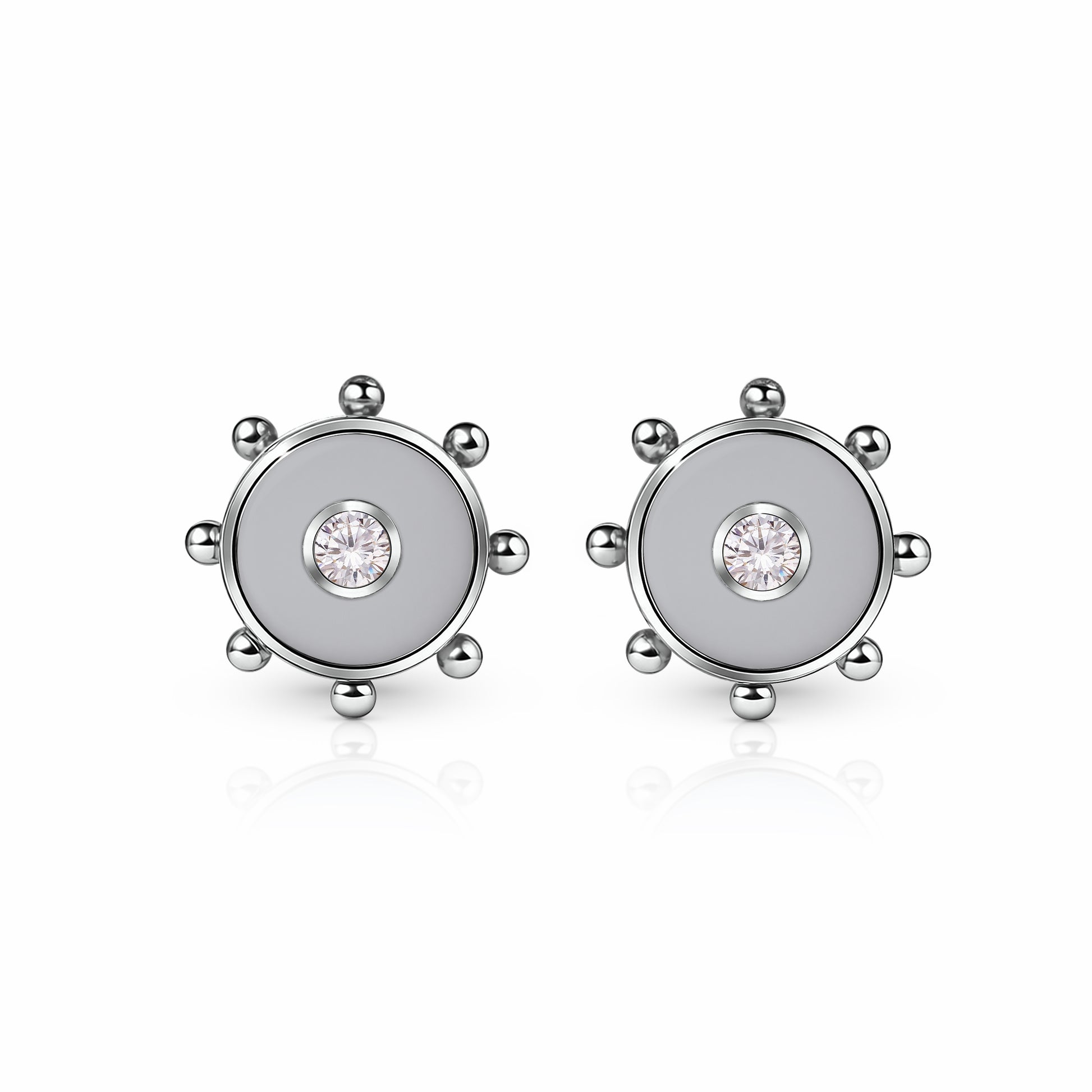 Orbit Diamond Stud Earrings | Sterling Silver Steel Gray {{ catogery }} {{ Collections }}
