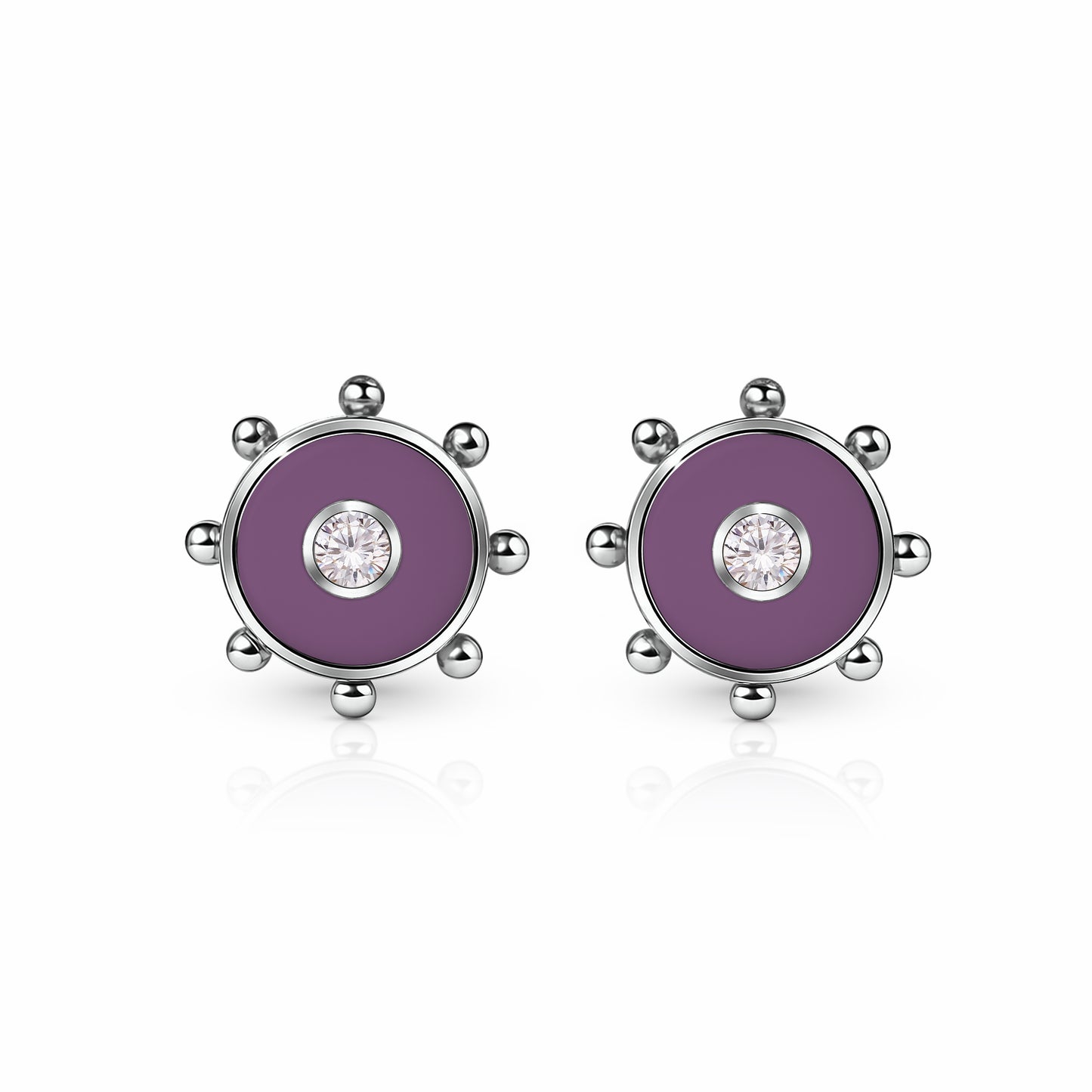 Orbit Diamond Stud Earrings | Sterling Silver Sunset Purple {{ catogery }} {{ Collections }}