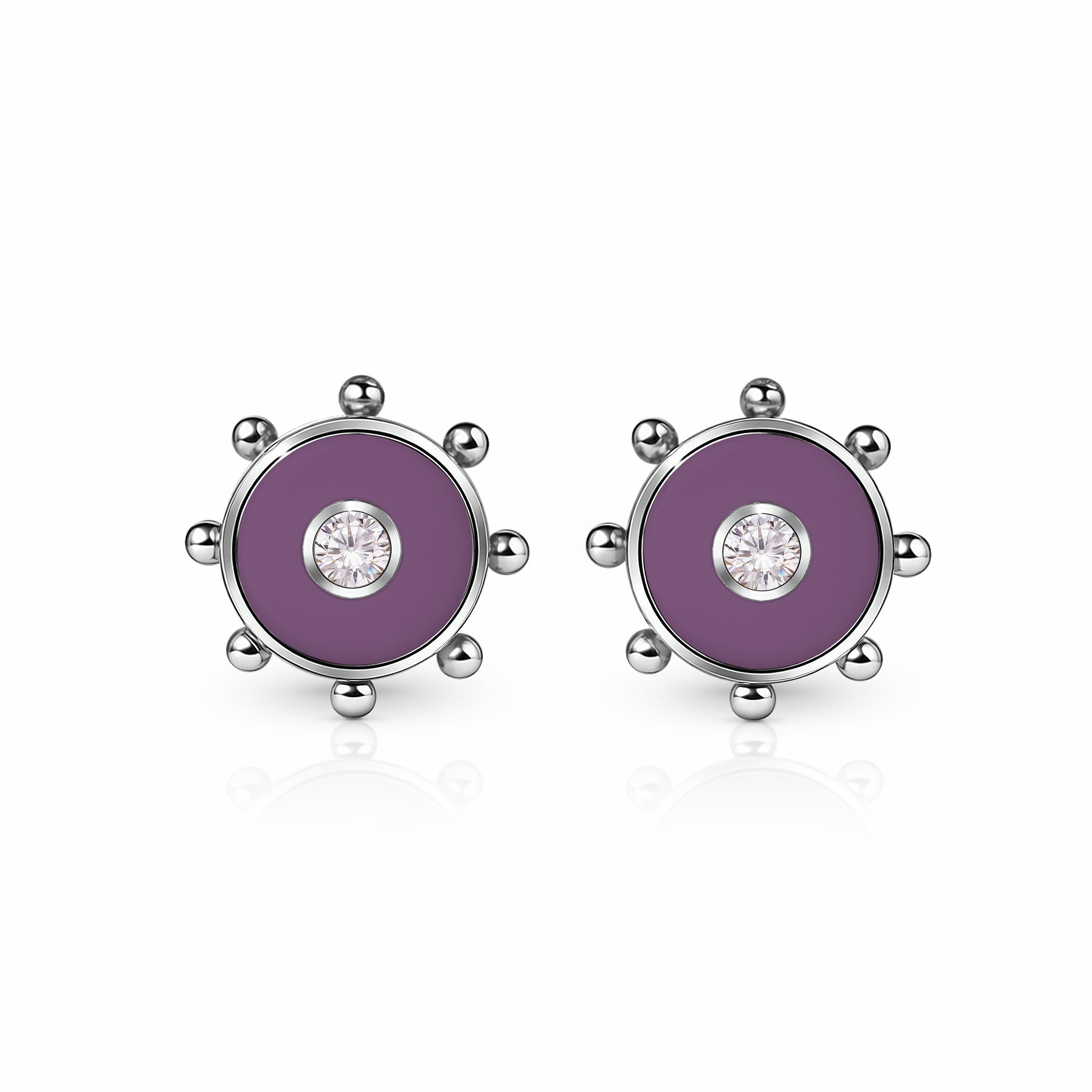 Orbit Diamond Stud Earrings | Sterling Silver Sunset Purple {{ catogery }} {{ Collections }}