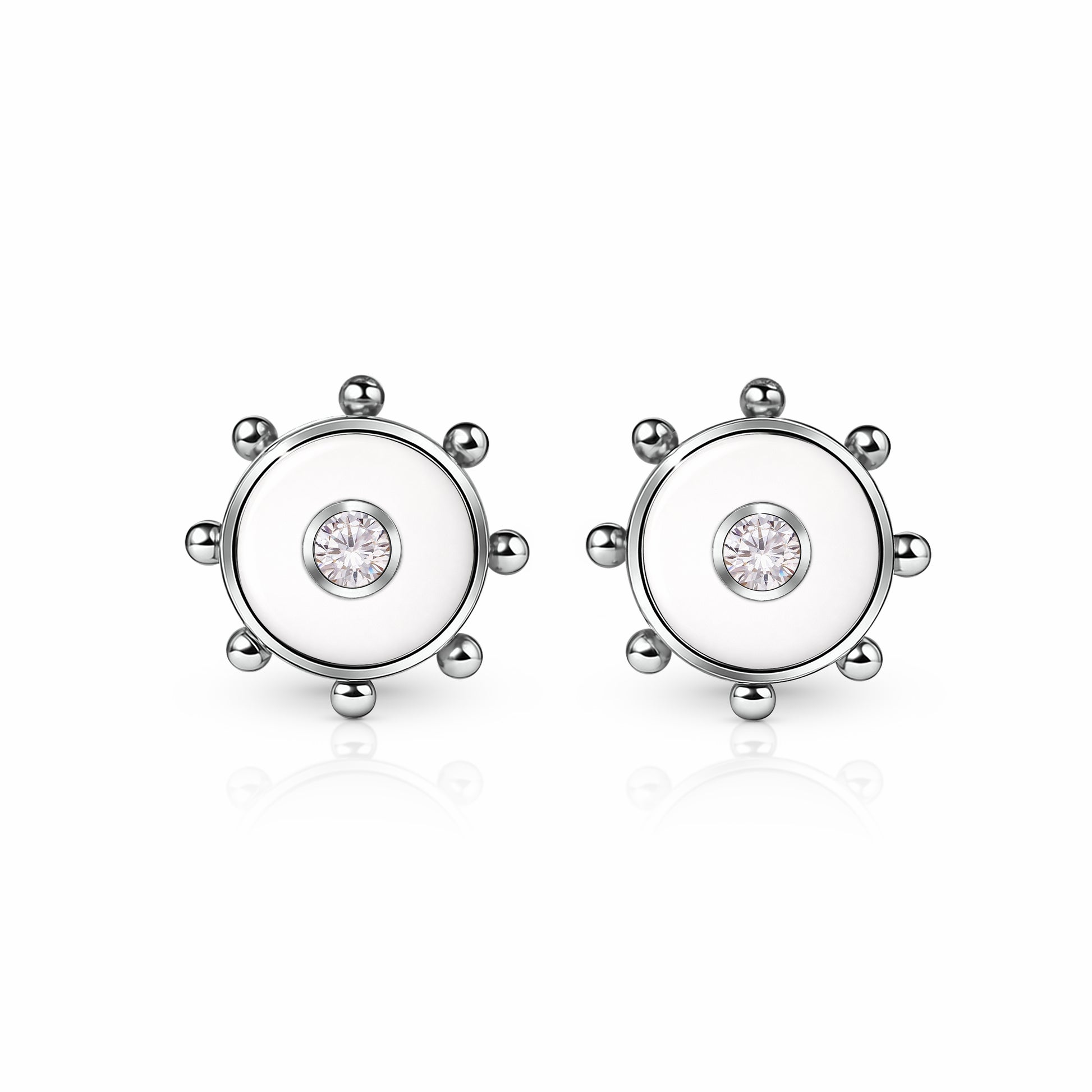 Orbit Diamond Stud Earrings | Sterling Silver White Cloud {{ catogery }} {{ Collections }}