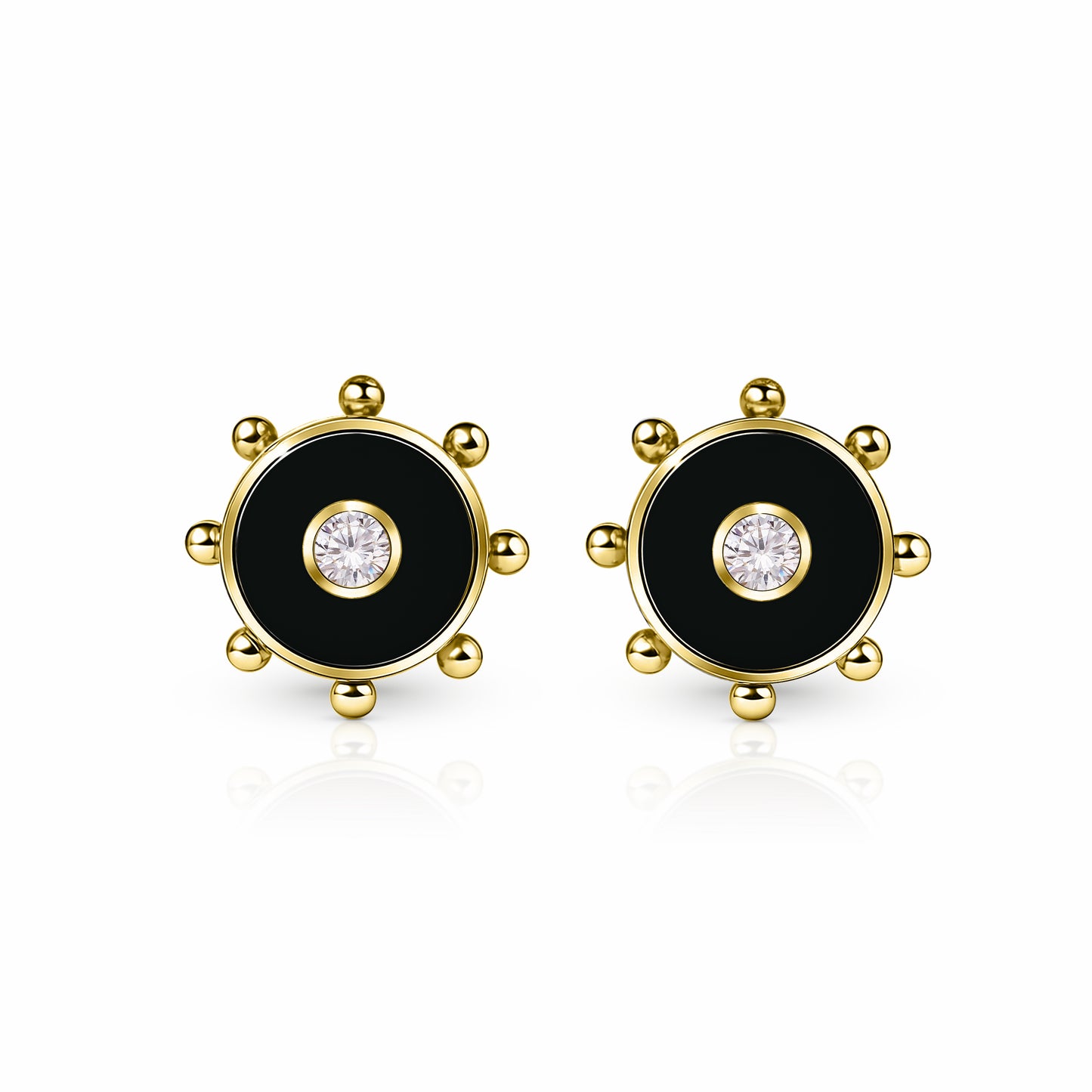 Orbit Diamond Stud Earrings | 14K Gold Black Night {{ catogery }} {{ Collections }}