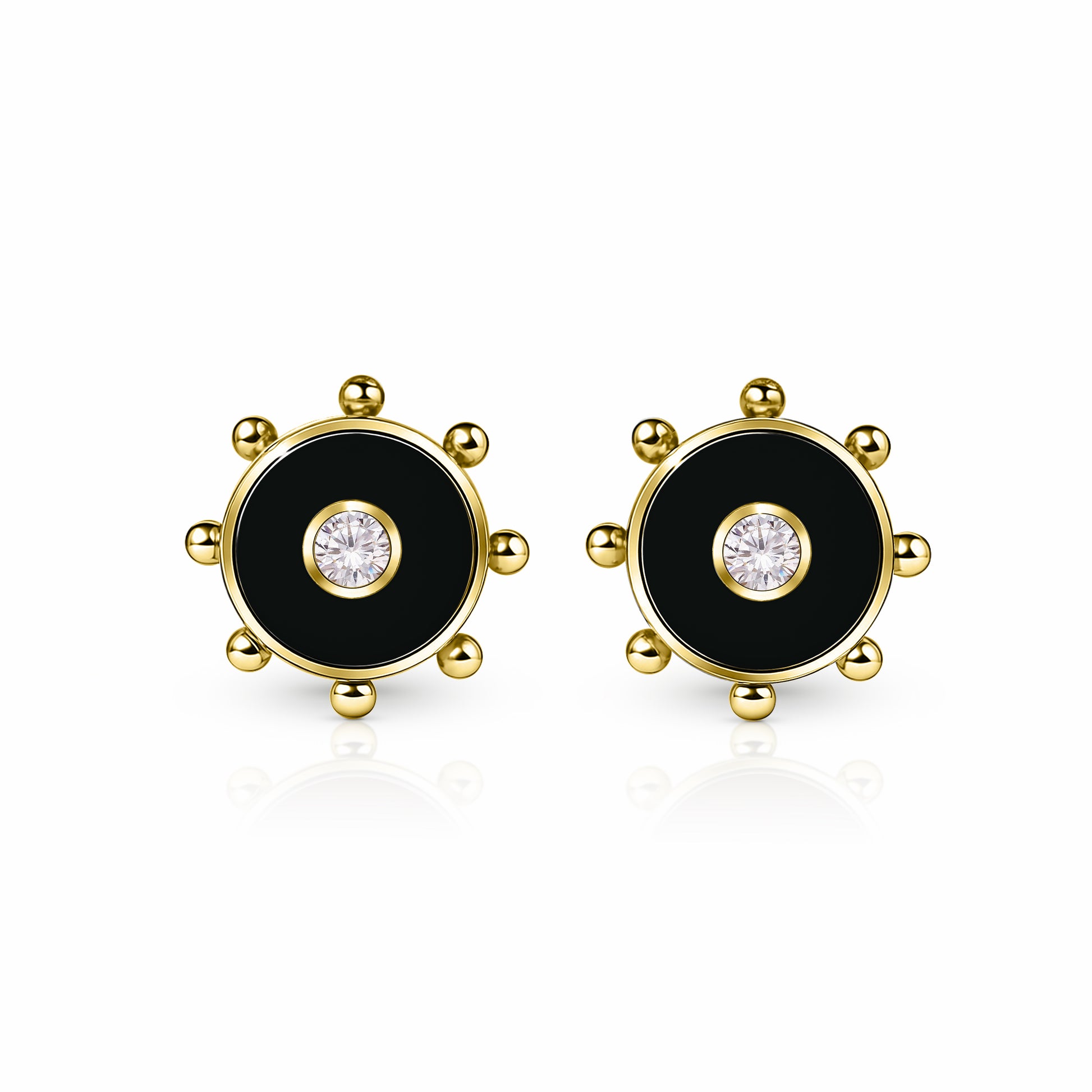 Orbit Diamond Stud Earrings | 14K Gold Black Night {{ catogery }} {{ Collections }}