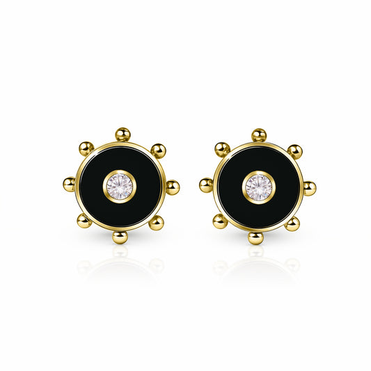 Orbit Diamond Stud Earrings | 14K Gold Black Night {{ catogery }} {{ Collections }}