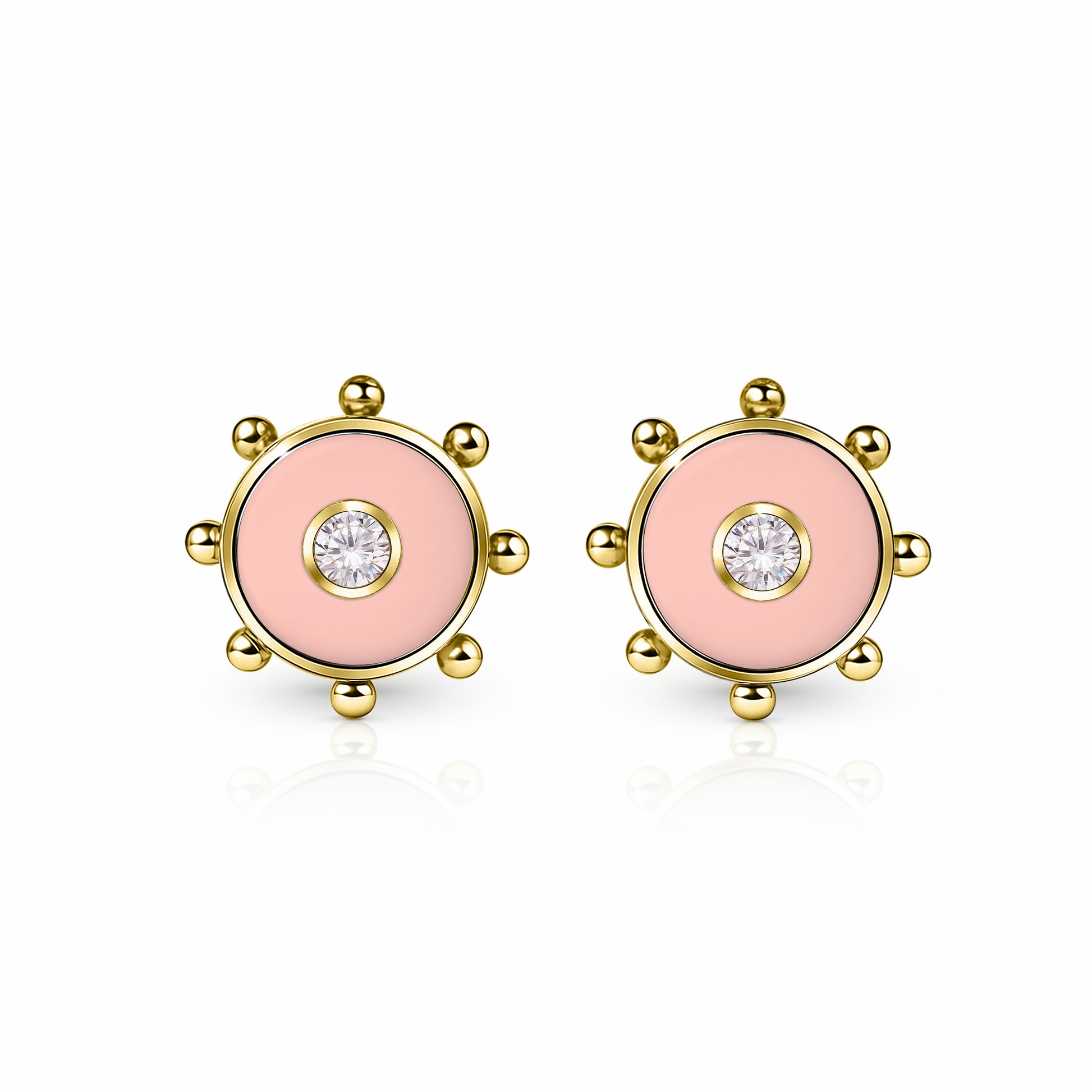 Orbit Diamond Stud Earrings | 14K Gold Rose Petal {{ catogery }} {{ Collections }}
