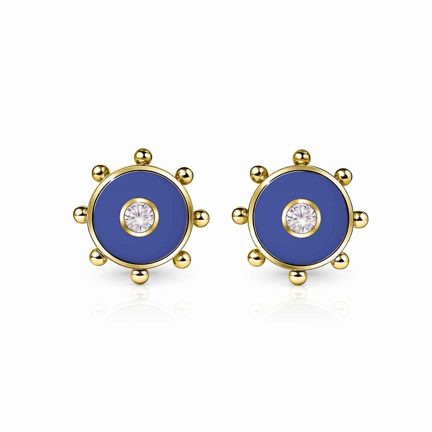 Orbit Diamond Stud Earrings | 14K Gold Royal Blue {{ catogery }} {{ Collections }}
