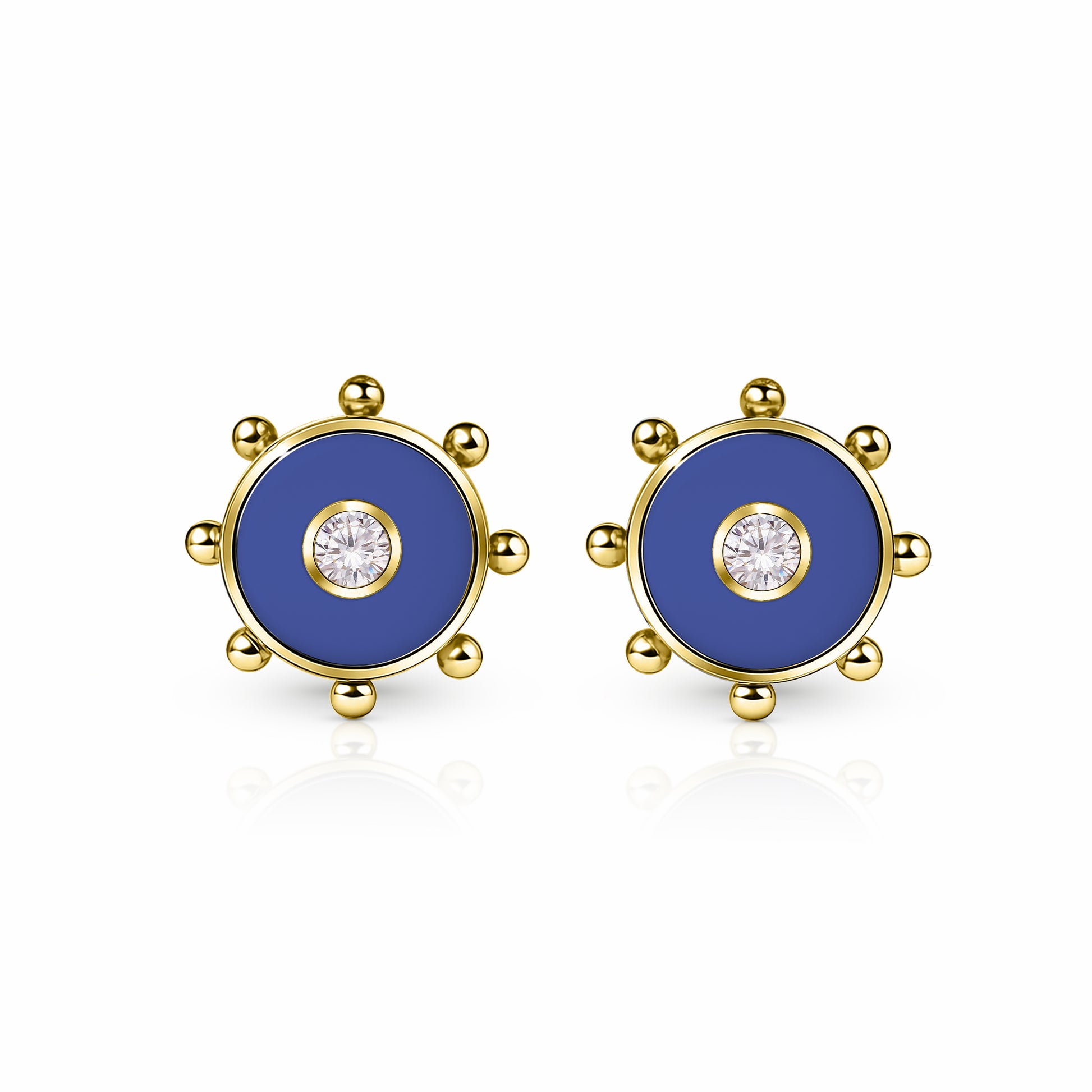 Orbit Diamond Stud Earrings | 14K Gold Royal Blue {{ catogery }} {{ Collections }}