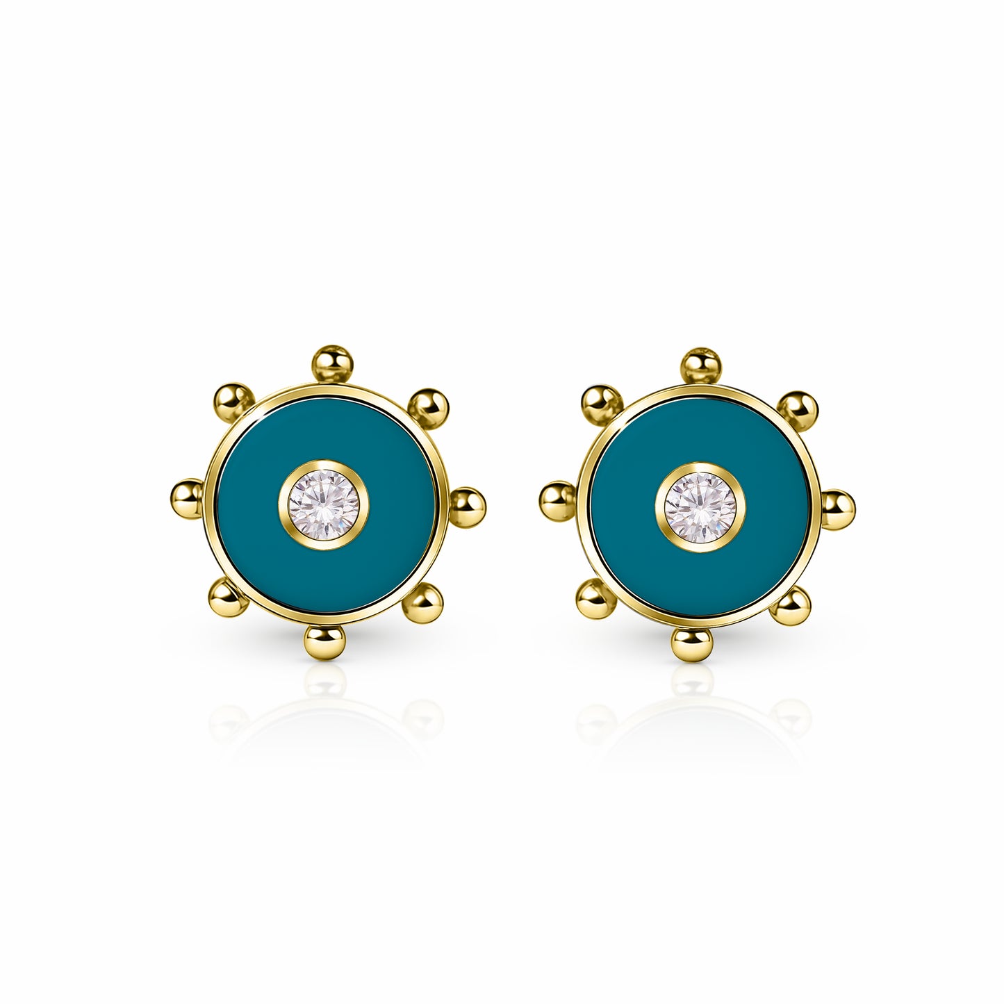 Orbit Diamond Stud Earrings | 14K Gold Seafoam Green {{ catogery }} {{ Collections }}