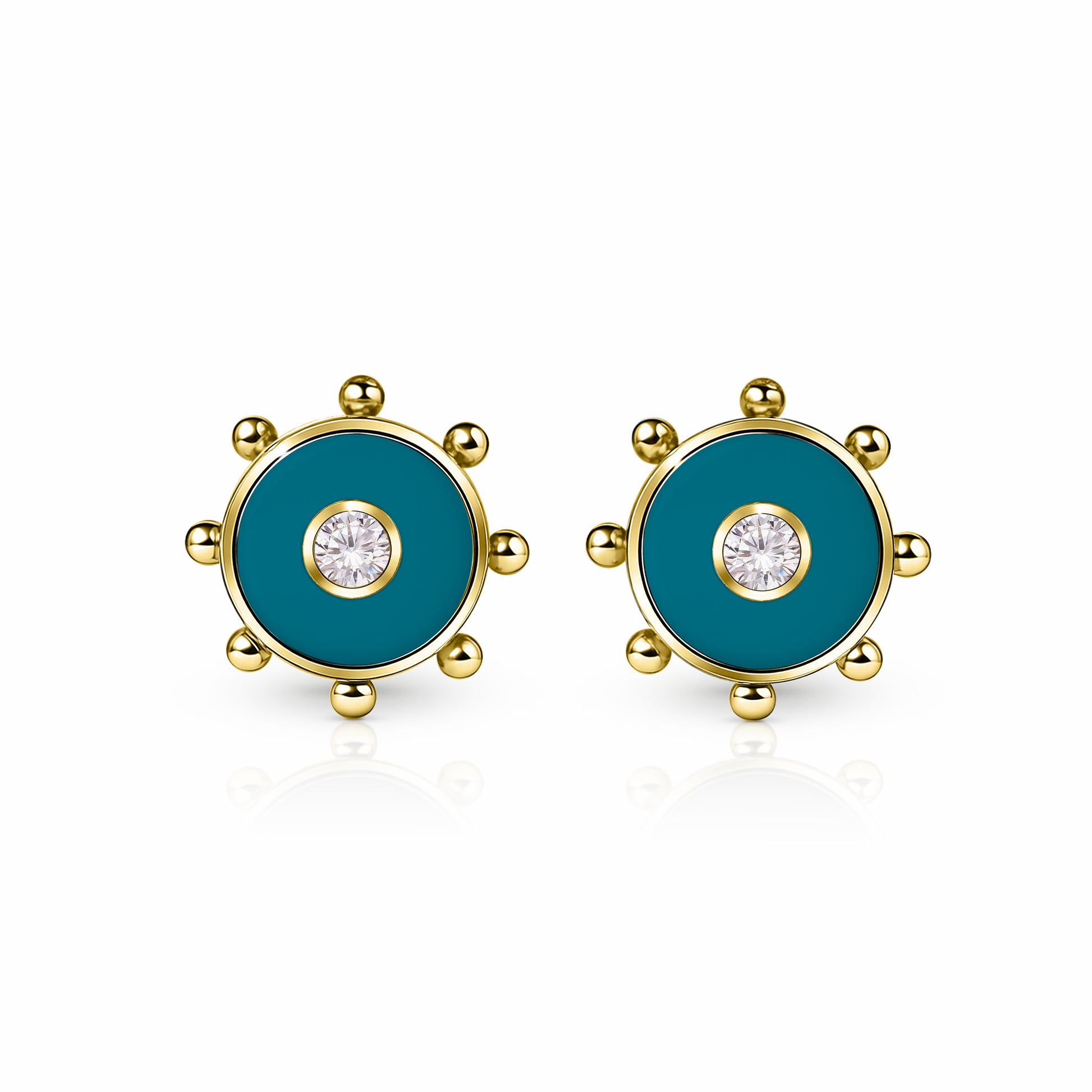 Orbit Diamond Stud Earrings | 14K Gold Seafoam Green {{ catogery }} {{ Collections }}