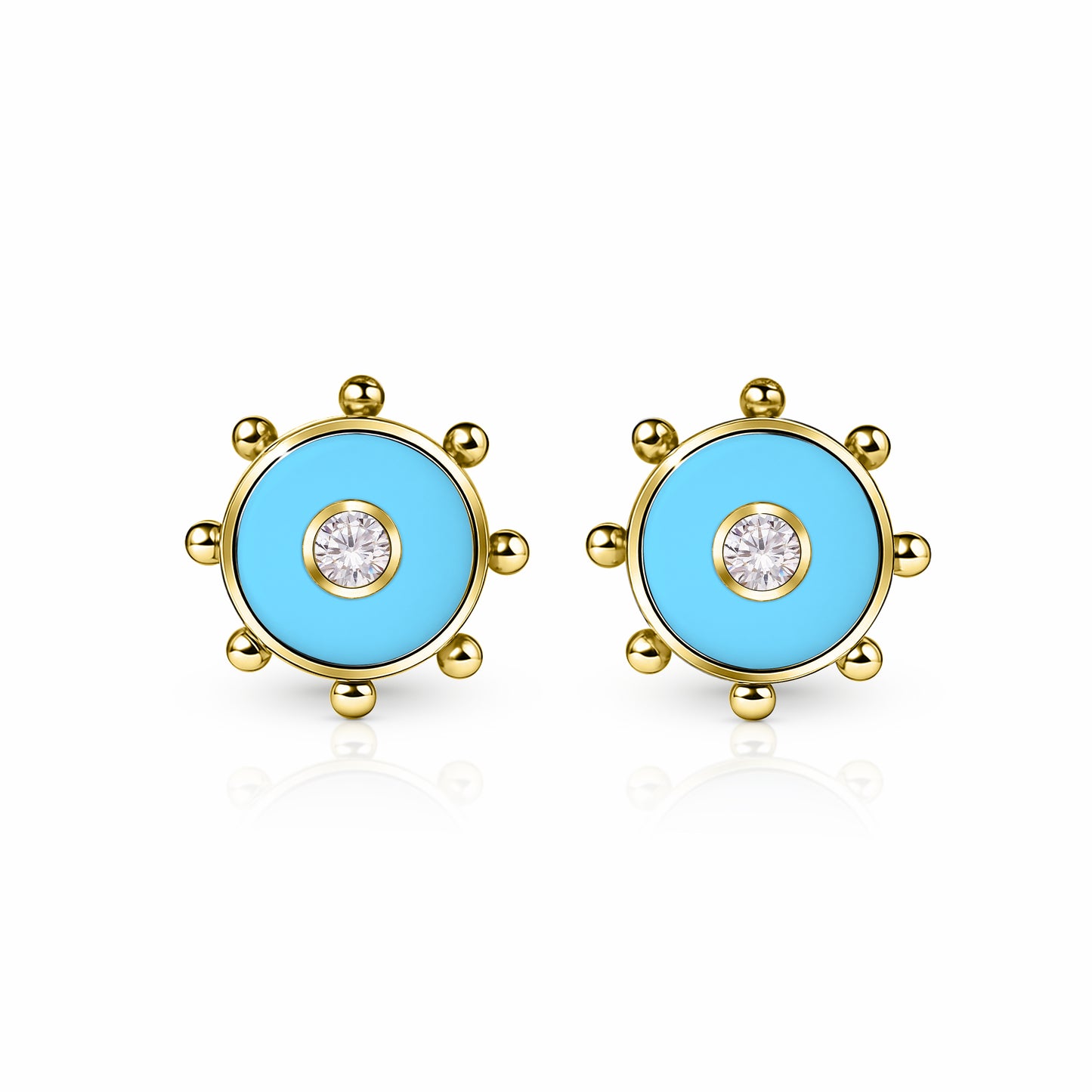 Orbit Diamond Stud Earrings | 14K Gold Sky Blue {{ catogery }} {{ Collections }}