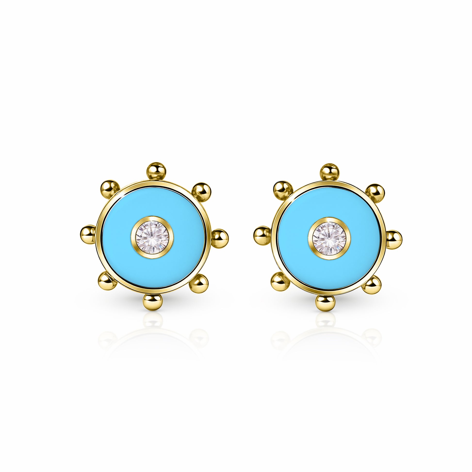 Orbit Diamond Stud Earrings | 14K Gold Sky Blue {{ catogery }} {{ Collections }}