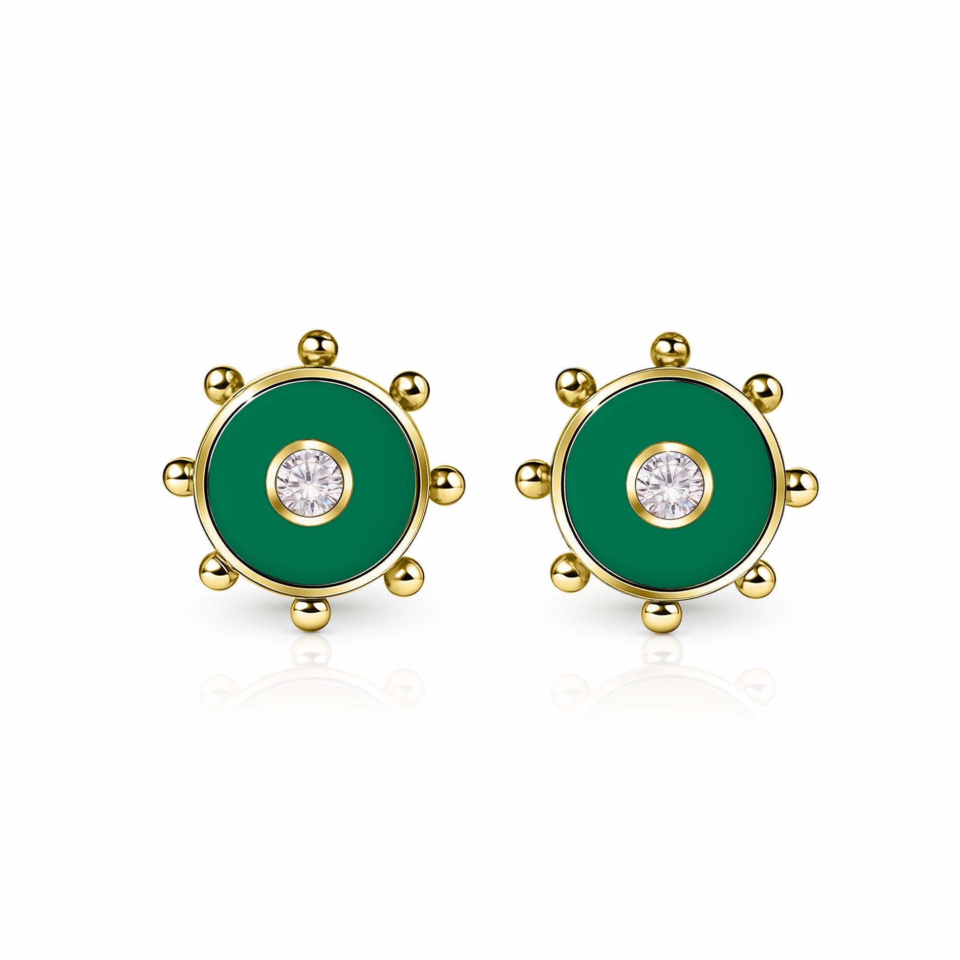 Orbit Diamond Stud Earrings | 14K Gold Spring Green {{ catogery }} {{ Collections }}