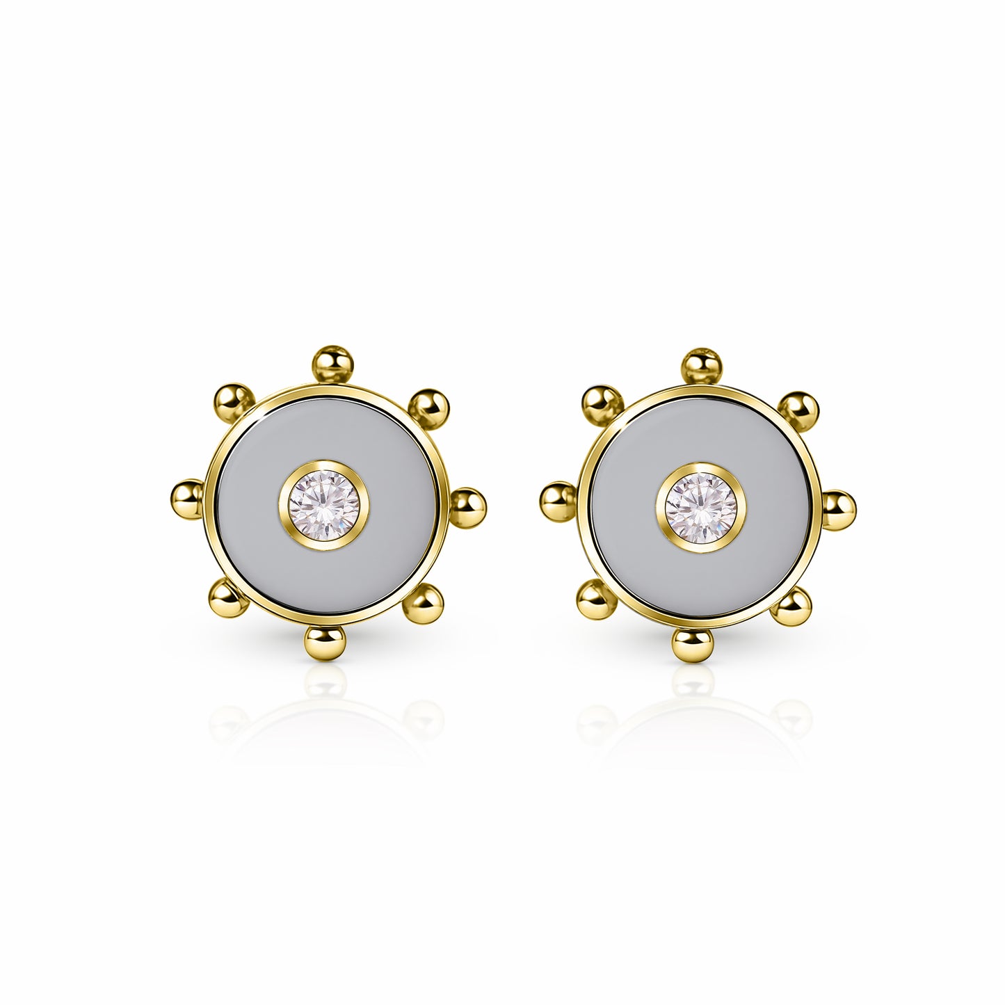 Orbit Diamond Stud Earrings | 14K Gold Steel Gray {{ catogery }} {{ Collections }}
