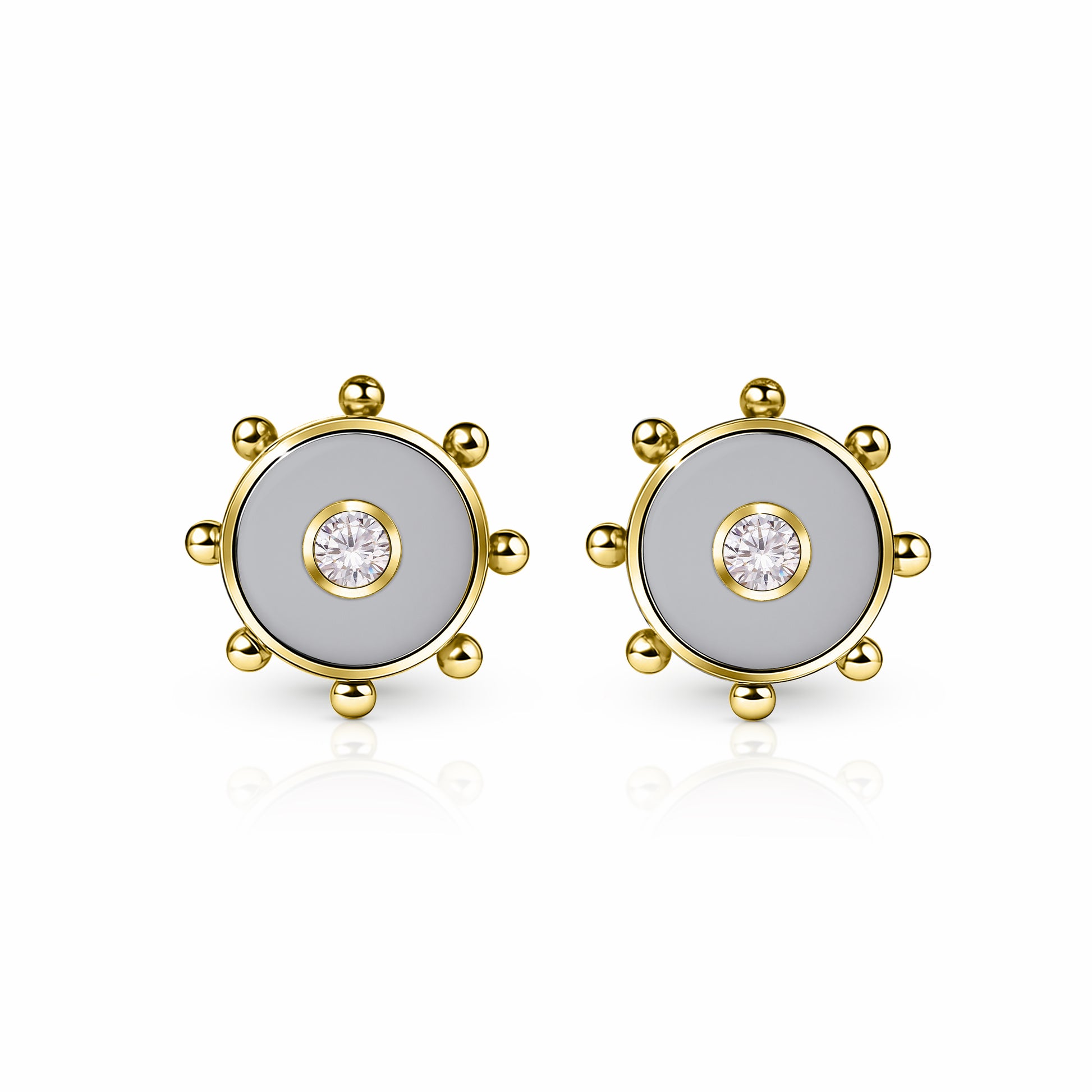 Orbit Diamond Stud Earrings | 14K Gold Steel Gray {{ catogery }} {{ Collections }}