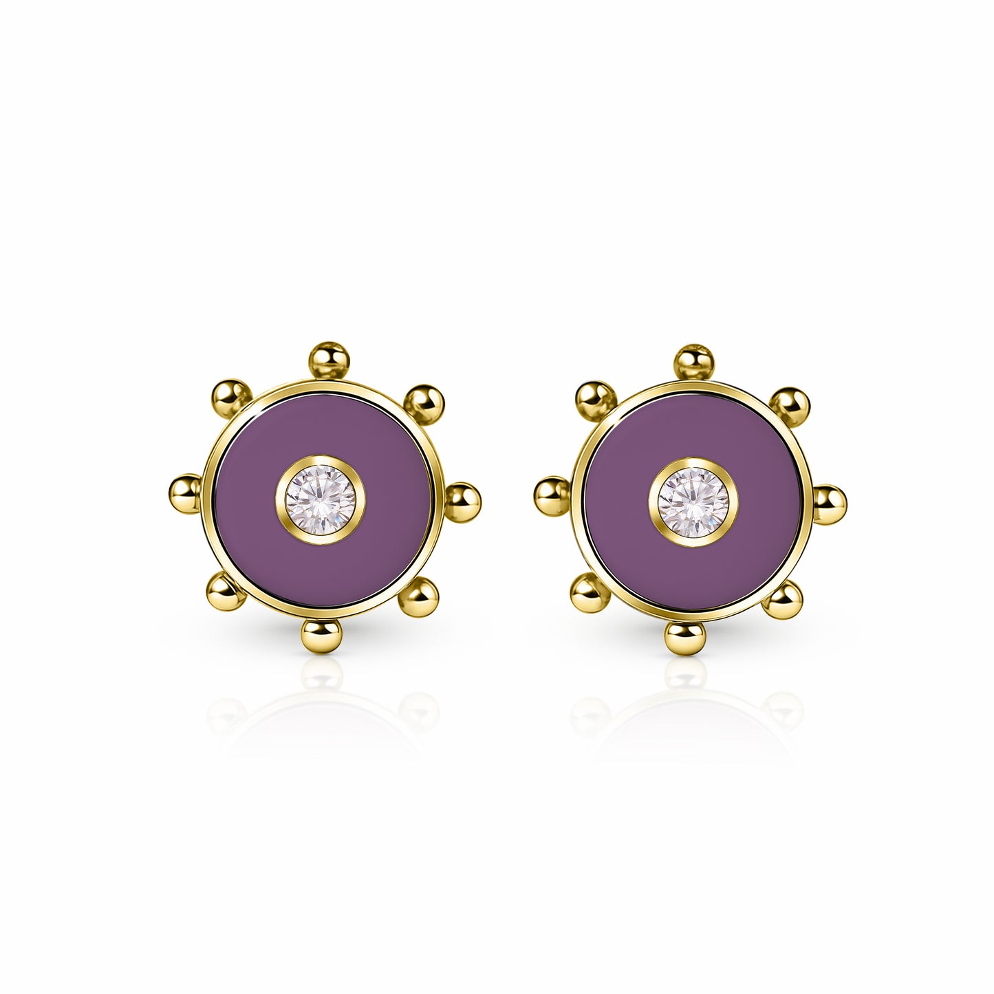 Orbit Diamond Stud Earrings | 14K Gold Sunset Purple {{ catogery }} {{ Collections }}
