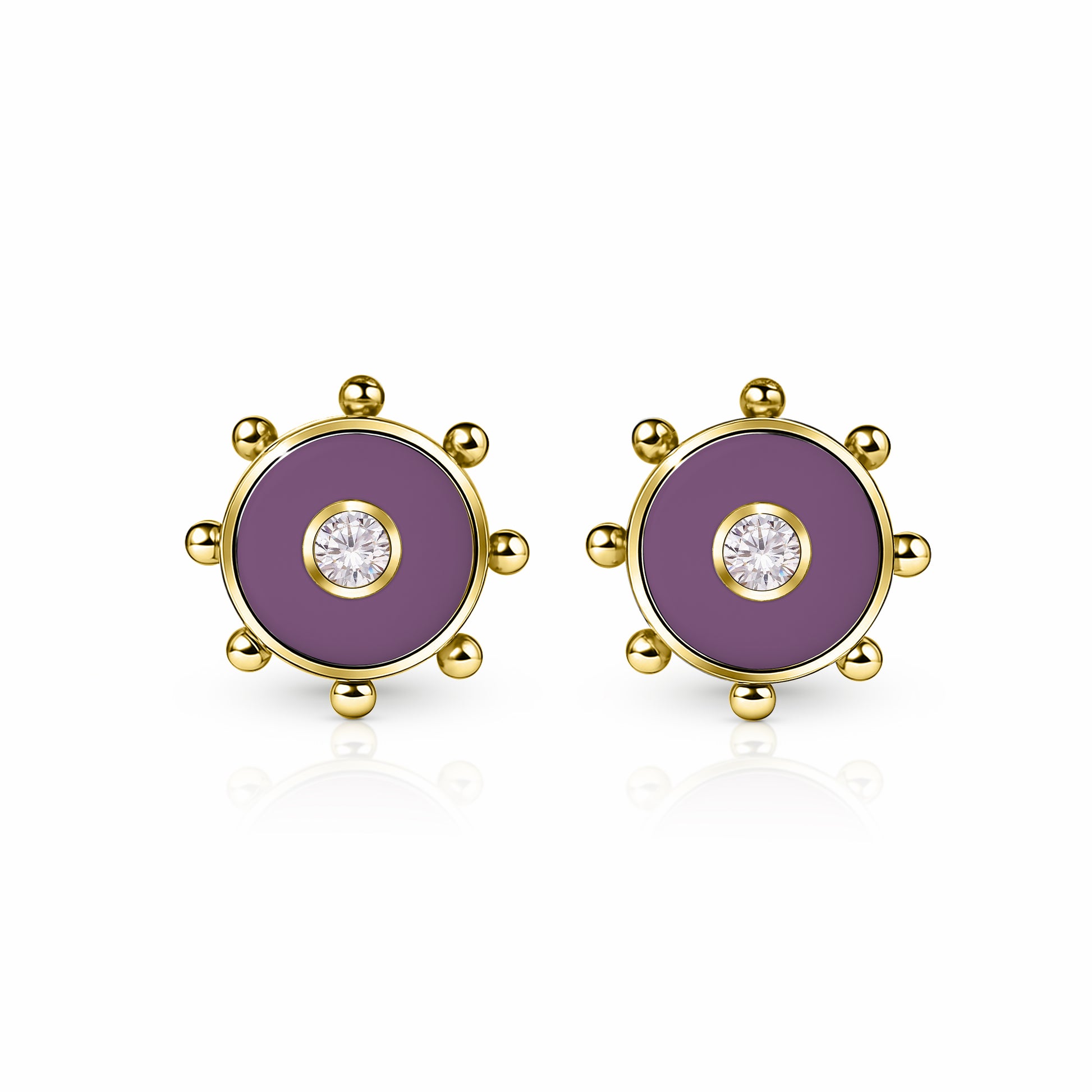 Orbit Diamond Stud Earrings | 14K Gold Sunset Purple {{ catogery }} {{ Collections }}