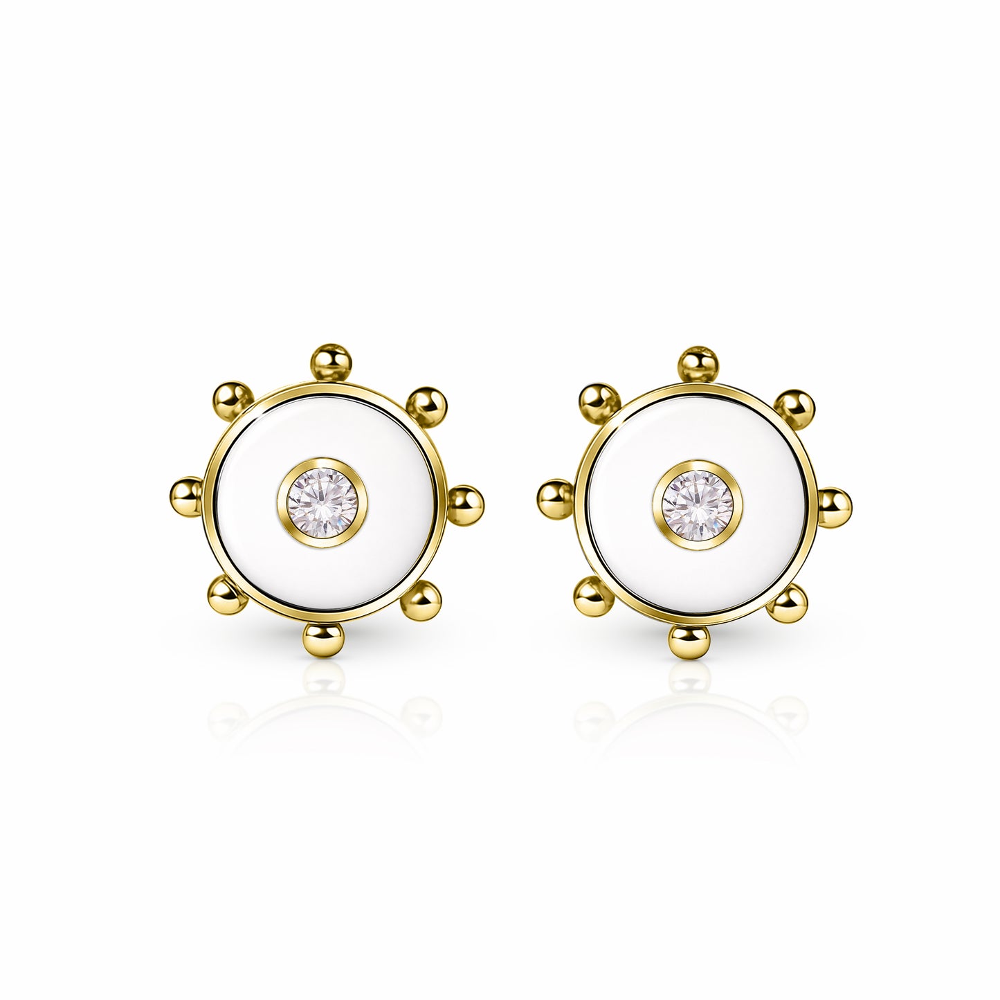 Orbit Diamond Stud Earrings | 14K Gold White Cloud {{ catogery }} {{ Collections }}