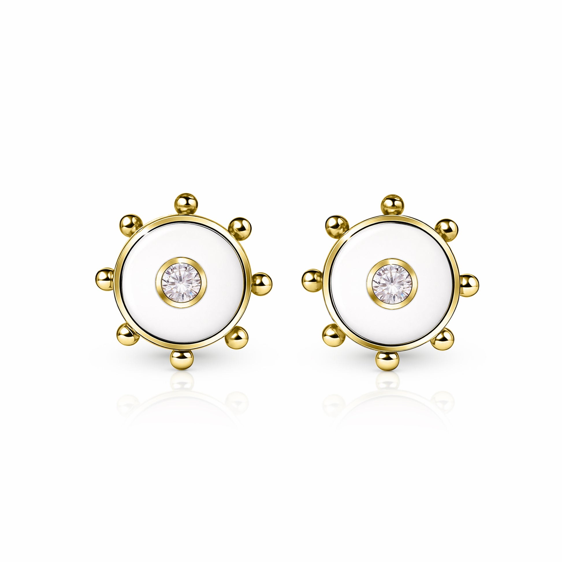 Orbit Diamond Stud Earrings | 14K Gold White Cloud {{ catogery }} {{ Collections }}