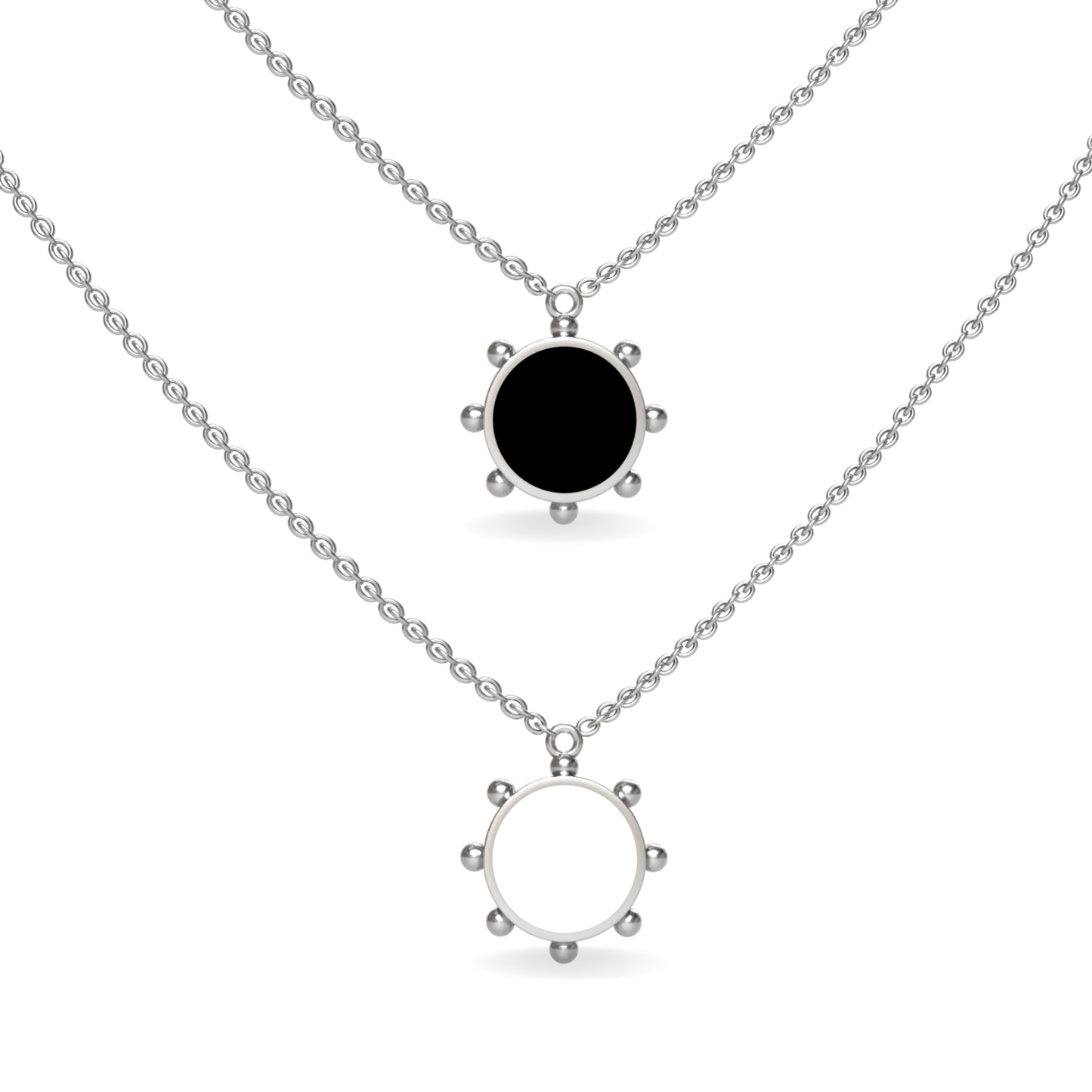 Orbit Single Motif Reversible Necklace in Black Night | Sterling Silver