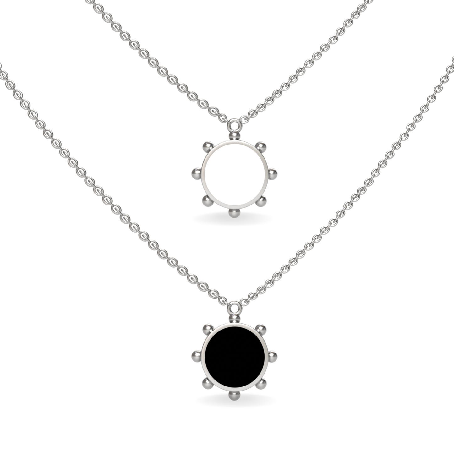 Mini Orbit Single Motif Reversible Necklace | Sterling Silver