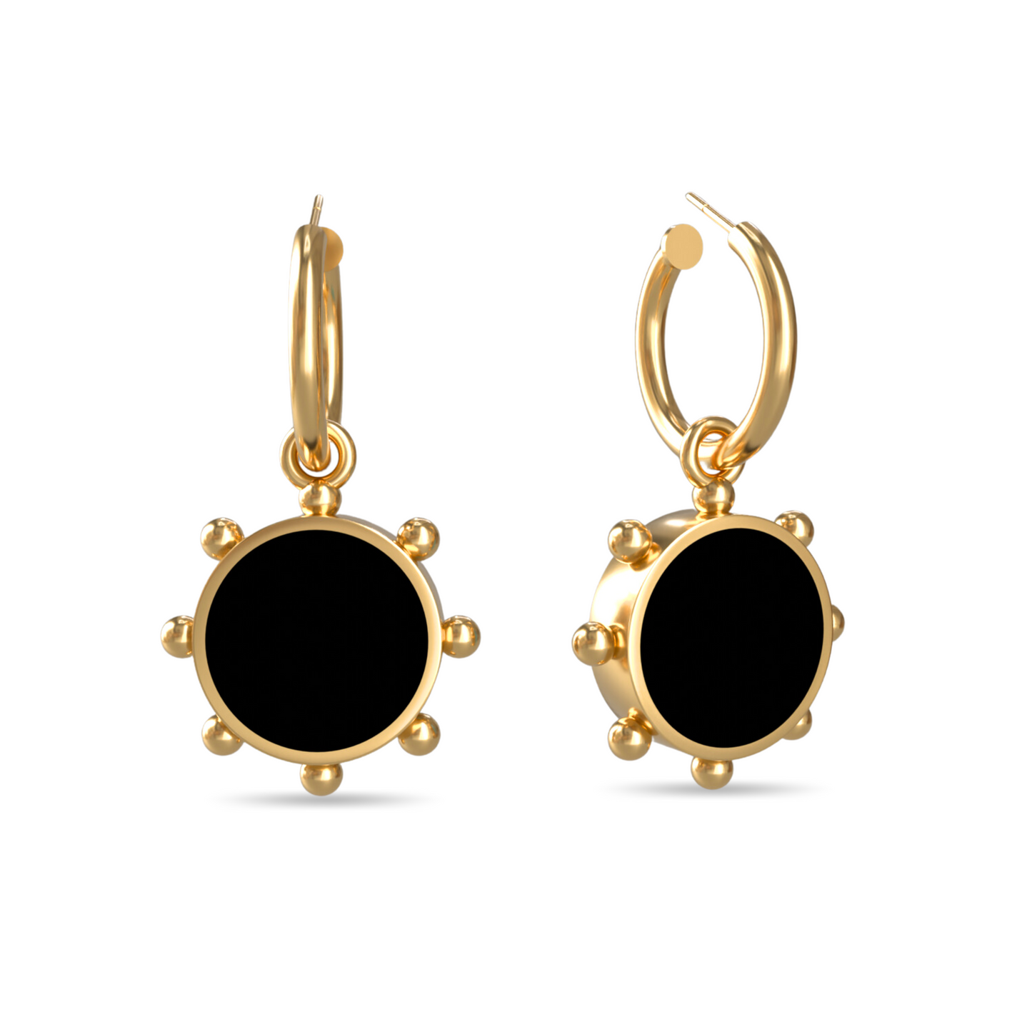 Orbit Reversible Charm Earrings in Black Night | 18K Gold