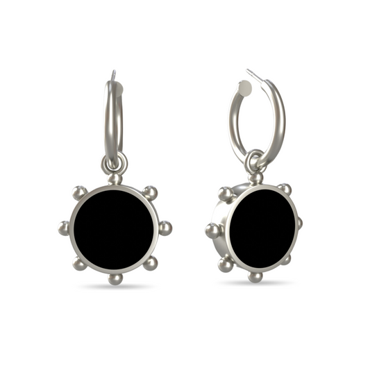 Orbit Reversible Charm Earrings in Black Night | Sterling Silver