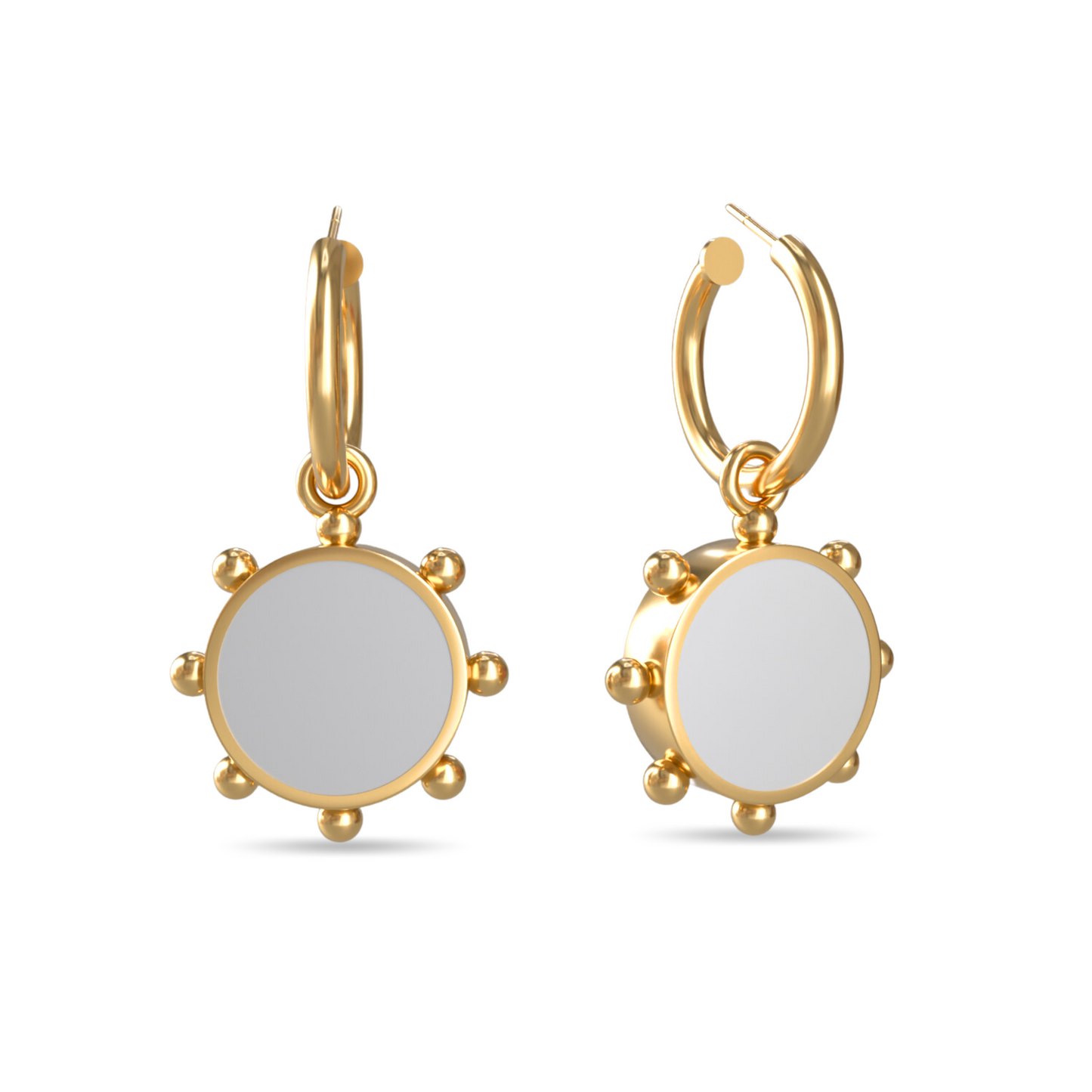 Orbit Reversible Charm Earrings in White Cloud | 18K Gold