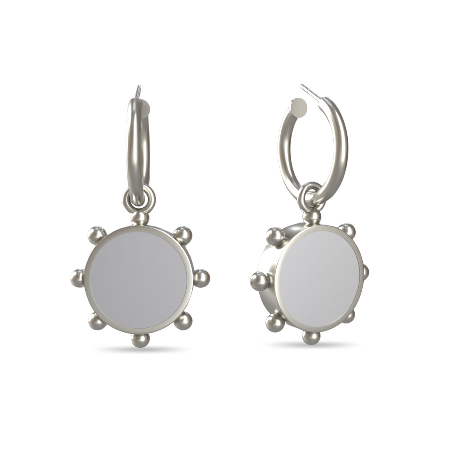 Orbit Reversible Charm Earrings in White Cloud | Sterling Silver