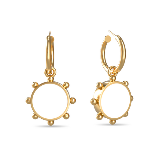 Orbit Reversible Charm Earrings in White Cloud | 18K Gold
