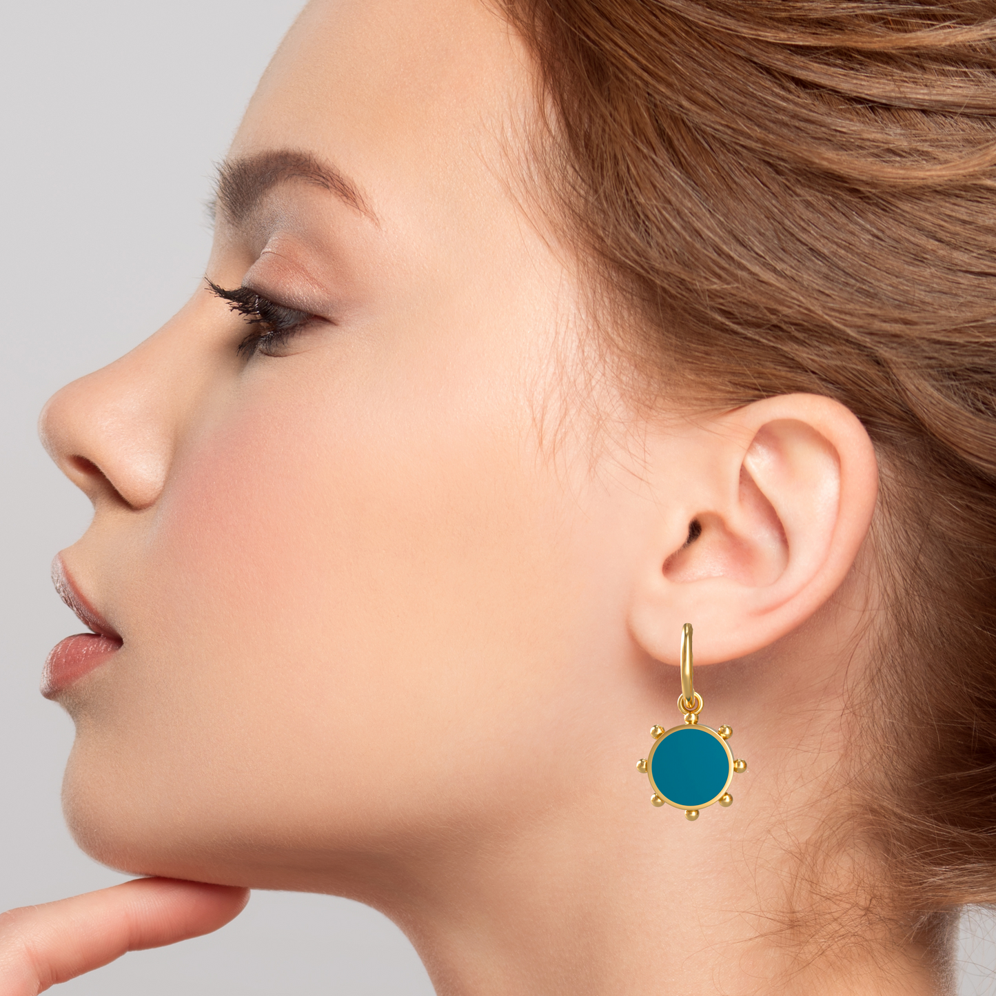 Orbit Reversible Charm Earrings in White Cloud | 18K Gold