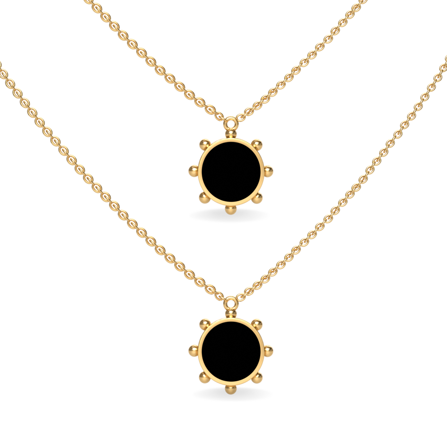 Orbit Single Motif Reversible Necklace in Black Night | 18K Gold