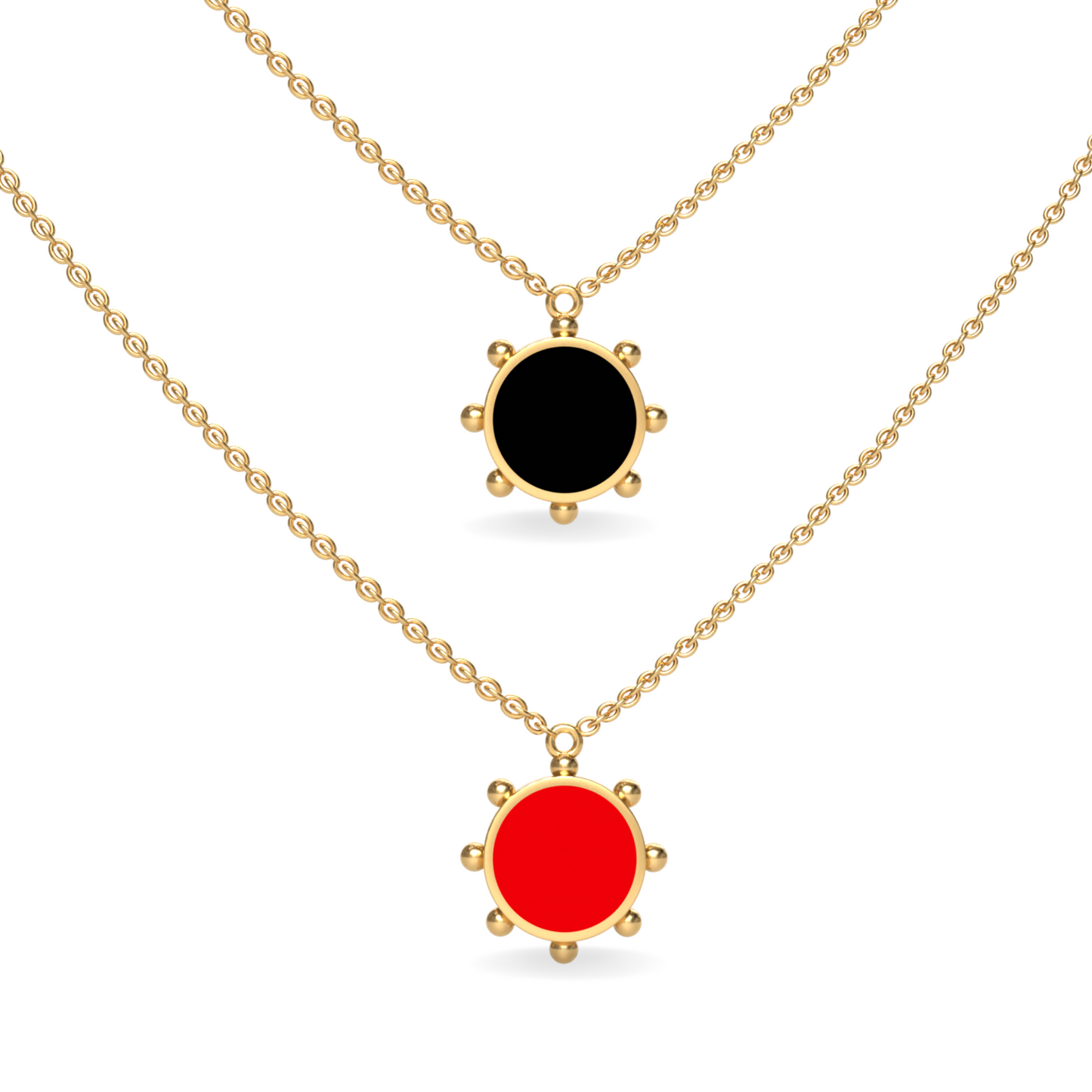 Orbit Single Motif Reversible Necklace in Black Night | 18K Gold