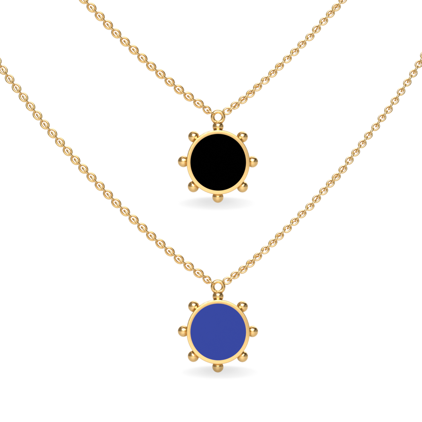 Orbit Single Motif Reversible Necklace in Black Night | 18K Gold