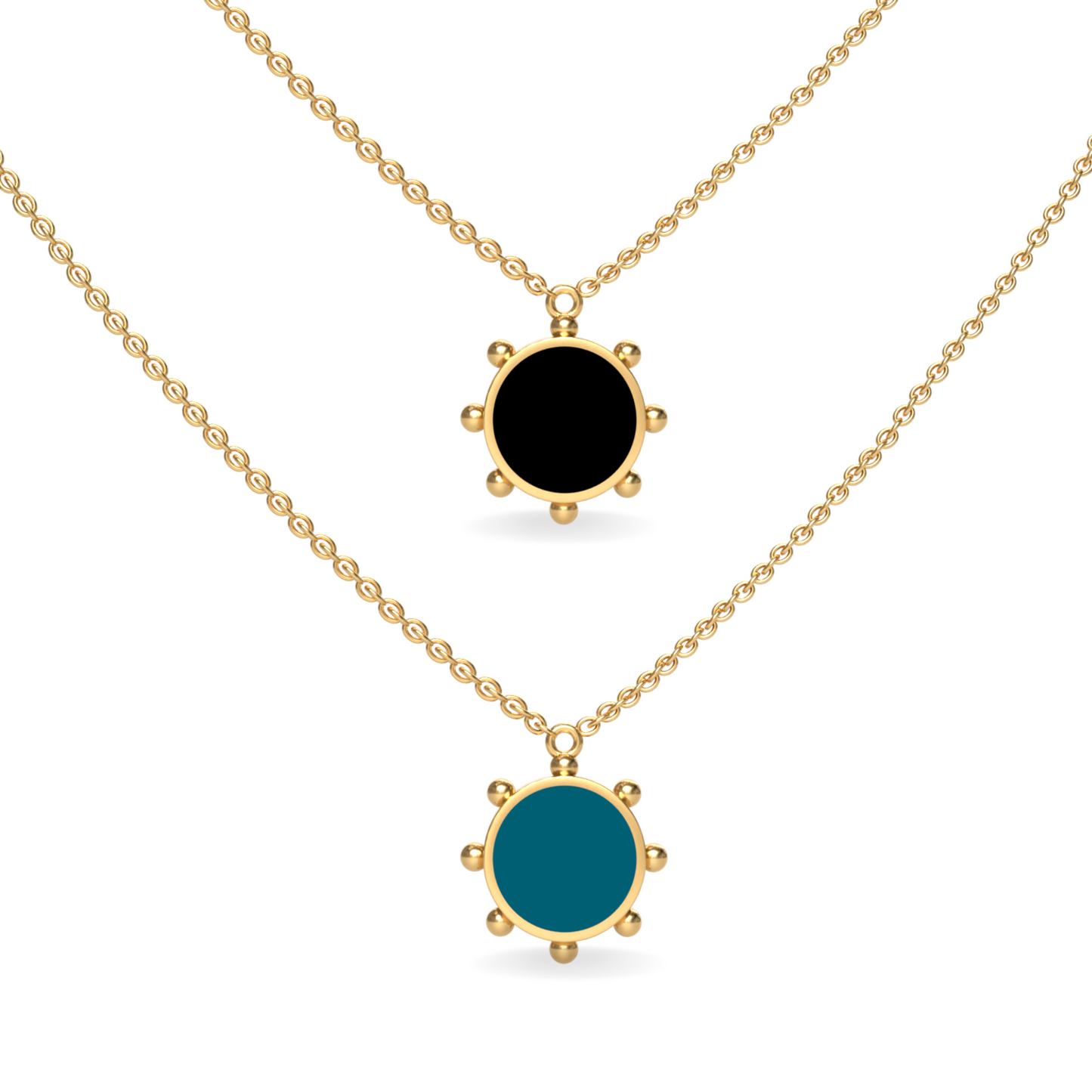 Orbit Single Motif Reversible Necklace in Black Night | 18K Gold